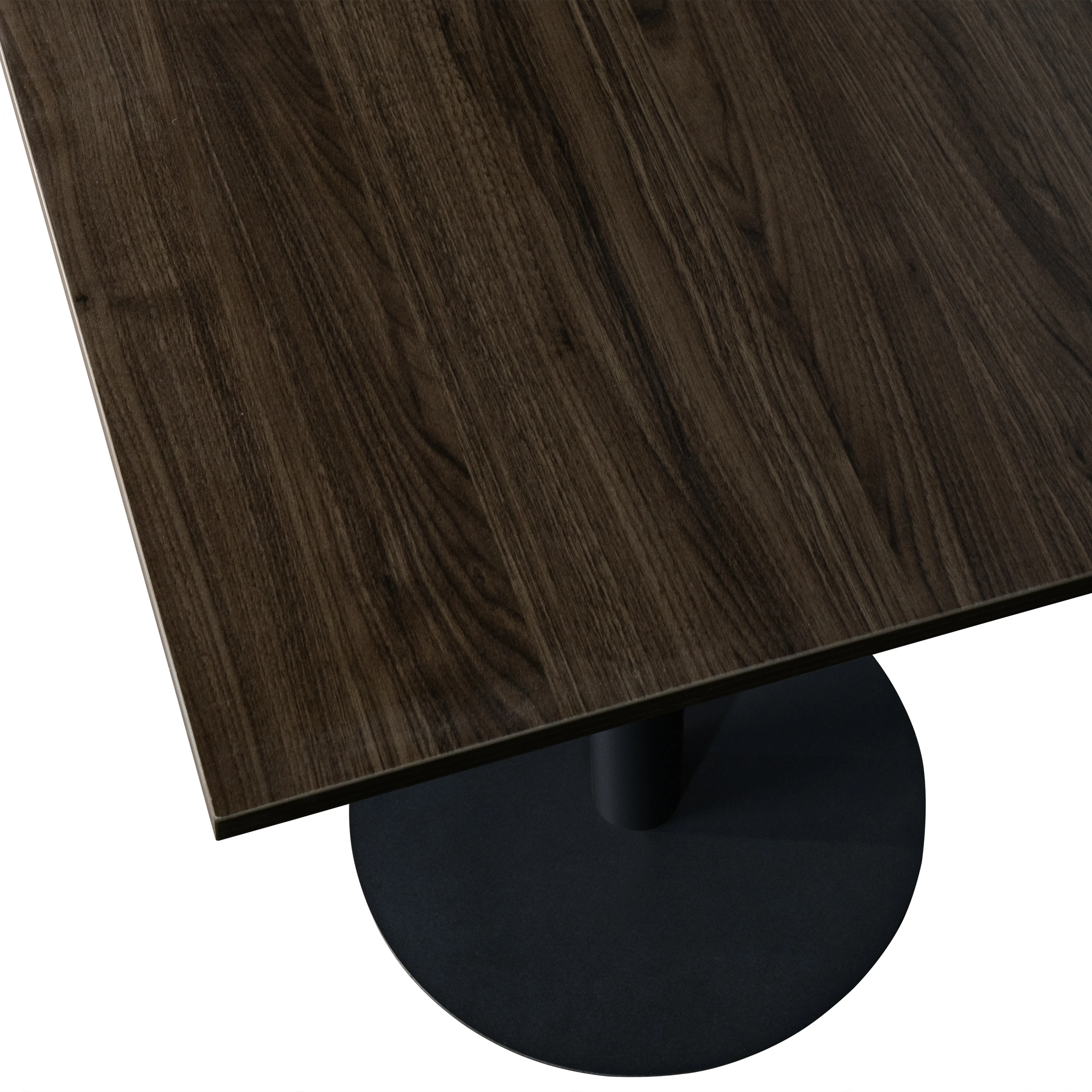 Vail Collection Dining Table Black Base With 24" Square Dark Brown MDF Top