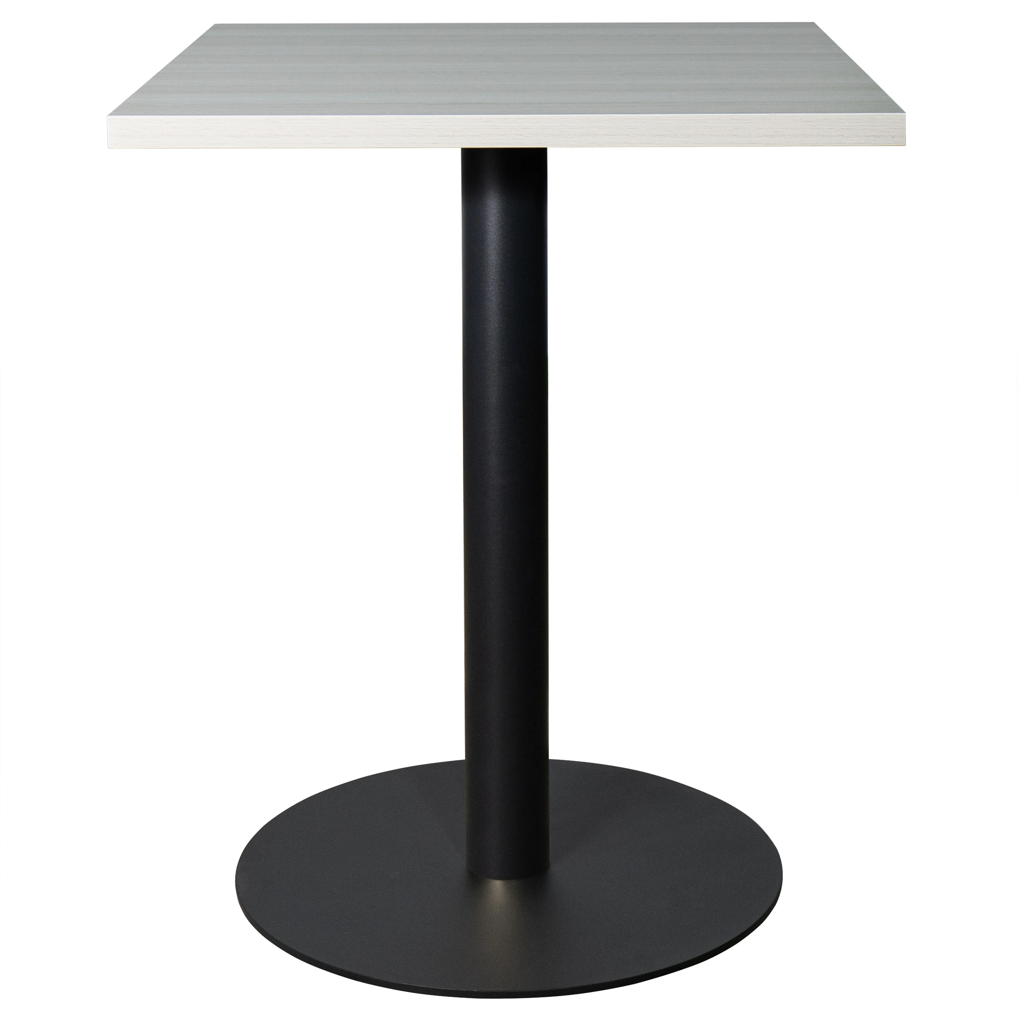 Vail Collection Dining Table Black Base With 24" Square Light Wood Brown MDF Top
