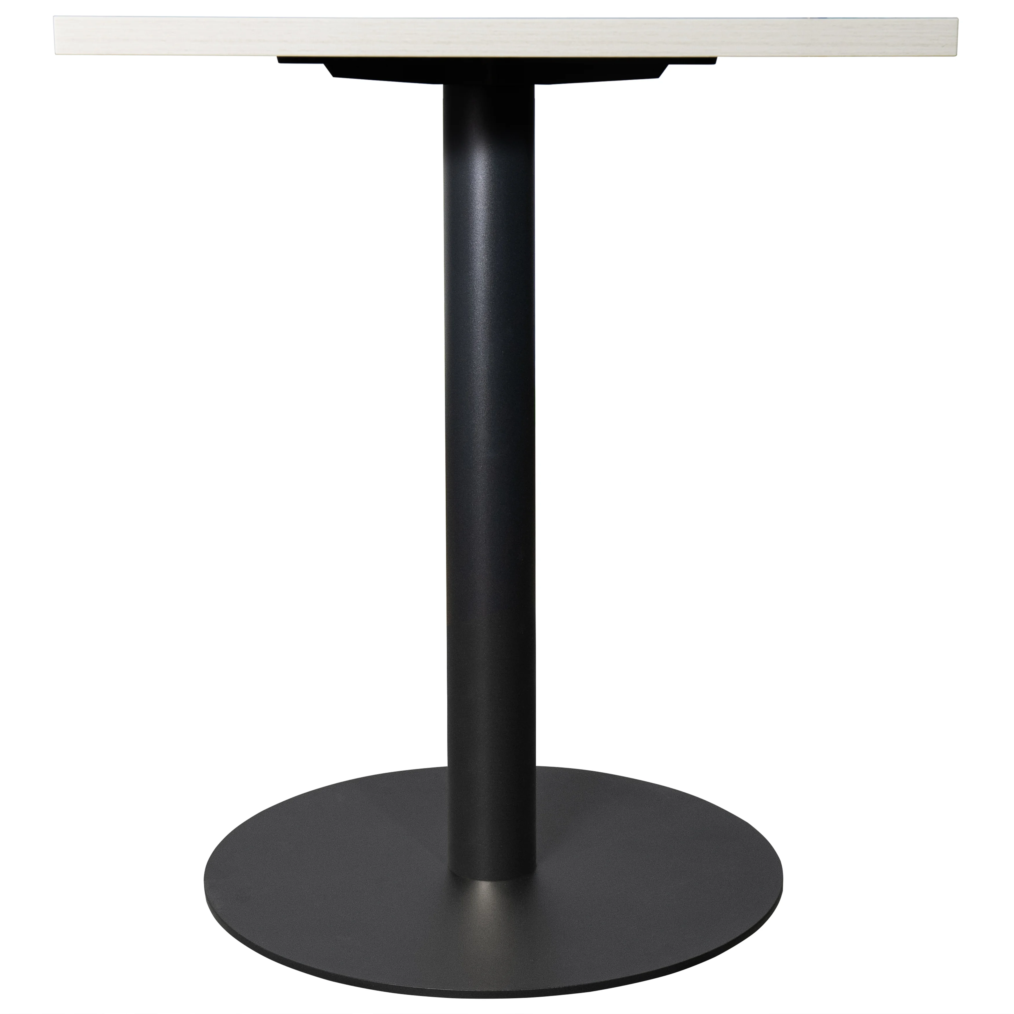 Vail Collection Dining Table Black Base With 24" Square Light Wood Brown MDF Top
