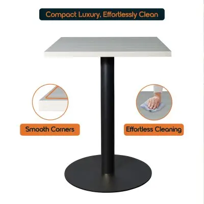 Vail Collection Dining Table Black Base With 24" Square Light Wood  Brown MDF Top