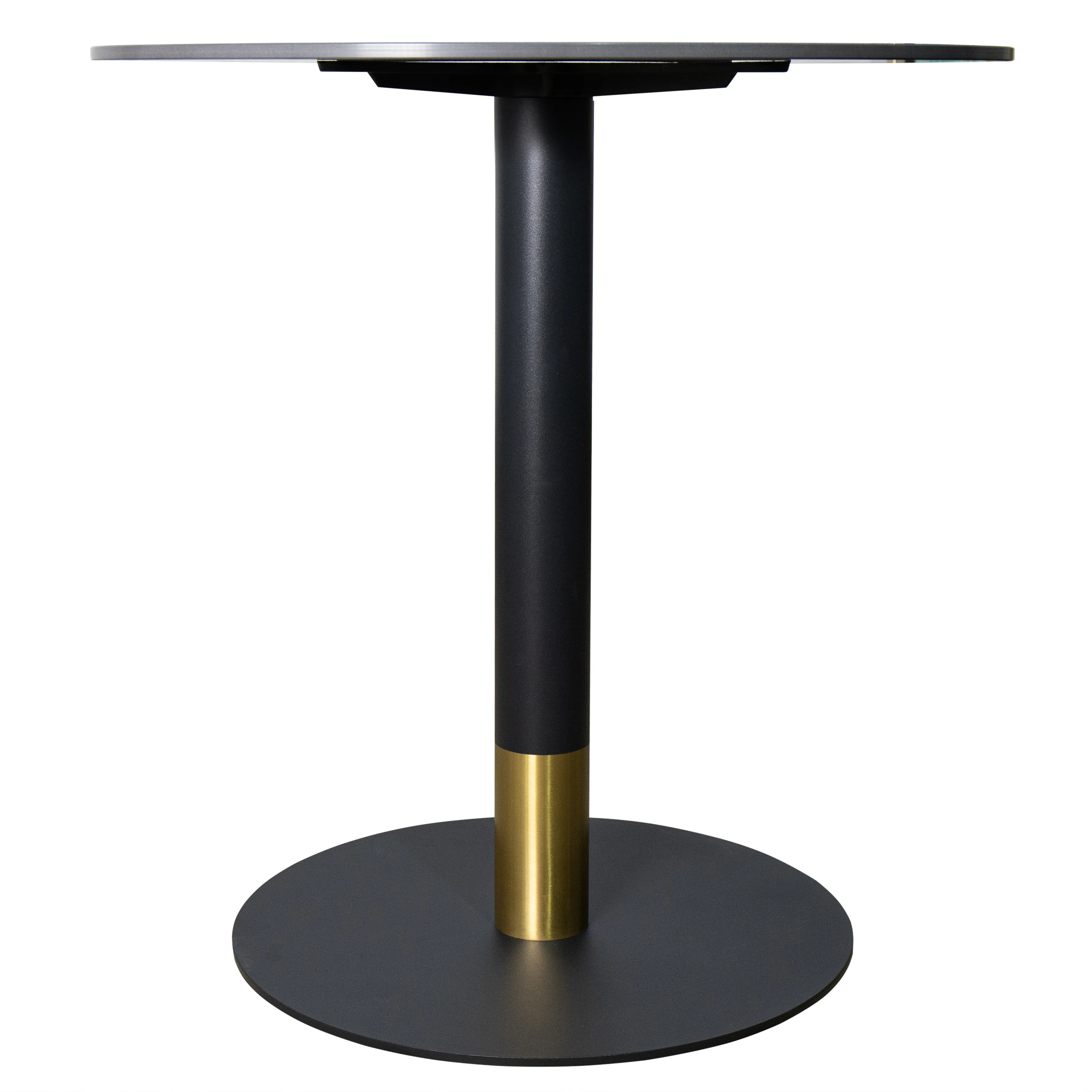 Vail Collection Dining Table Black/Gold Base With 27" Round Black Stone Top