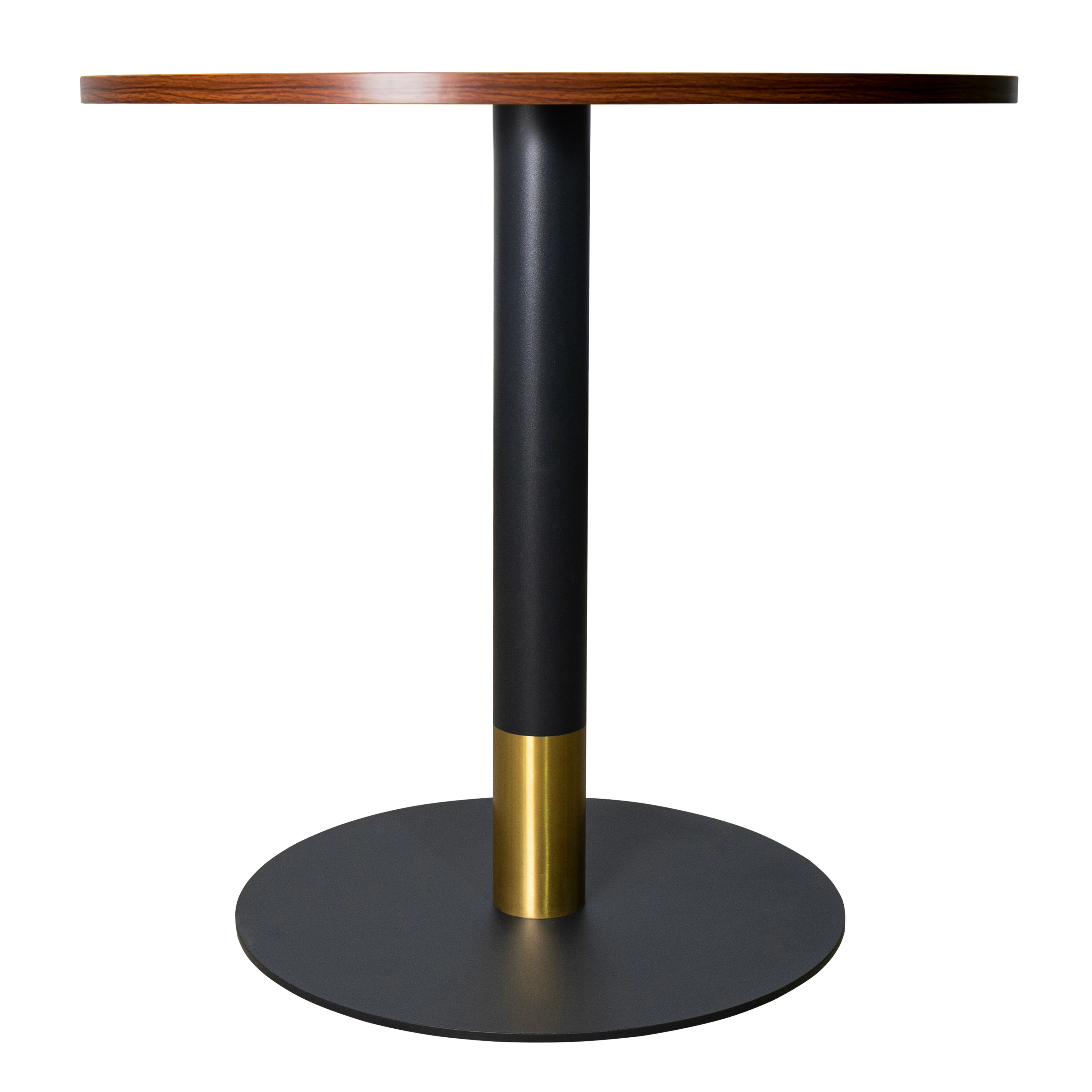 Vail Collection Dining Table Black/Gold Base With 27" Round Cognac Brown MDF Top