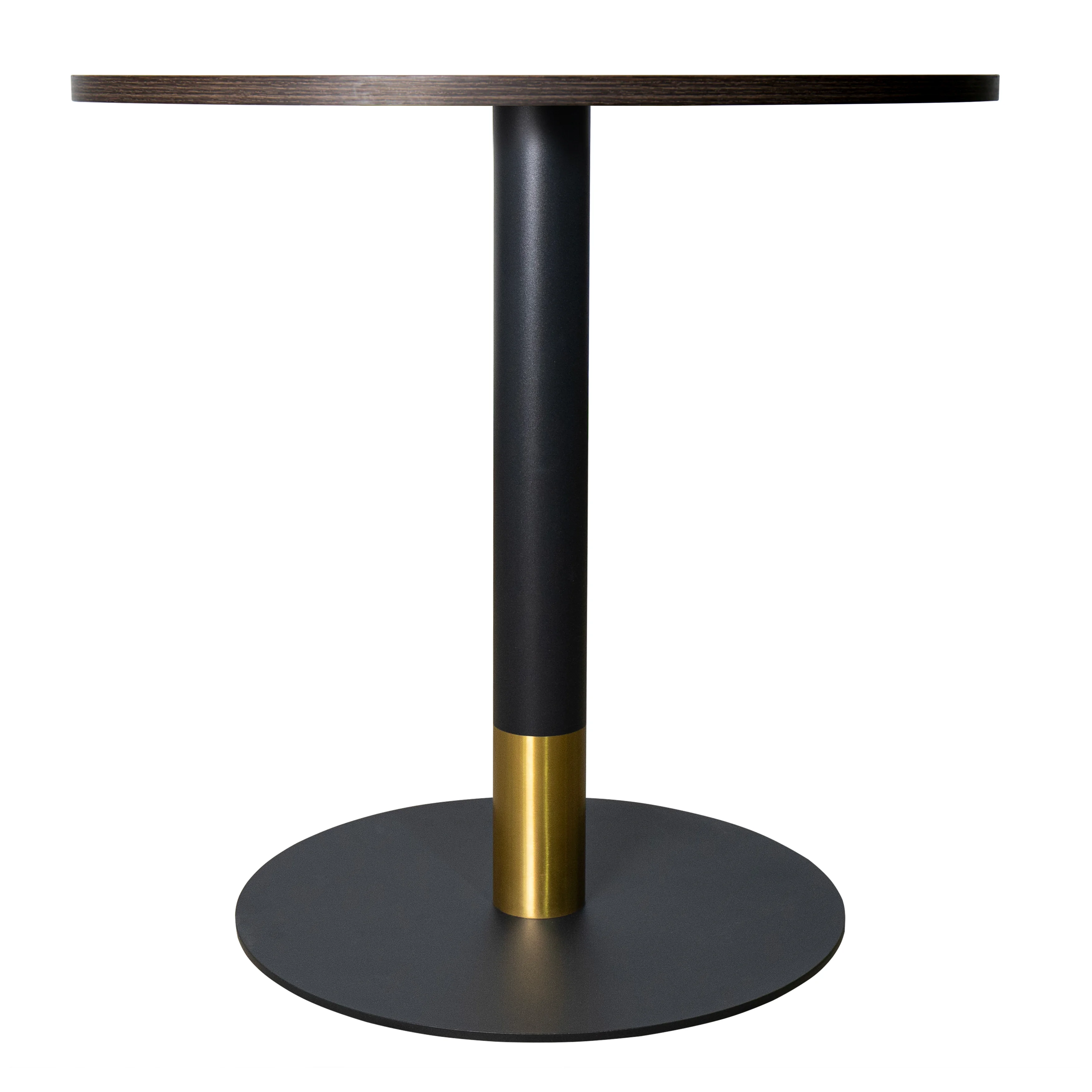 Vail Collection Dining Table Black/Gold Base With 27" Round Dark Brown MDF Top