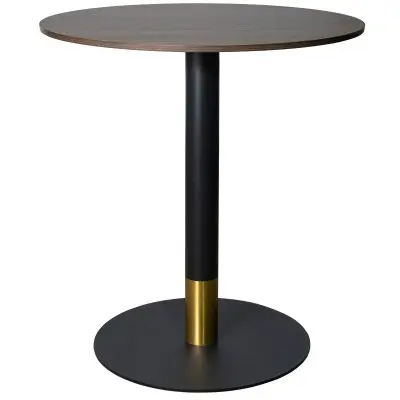 Vail Collection Dining Table Black/Gold Base With 27" Round Dark  Brown MDF Top