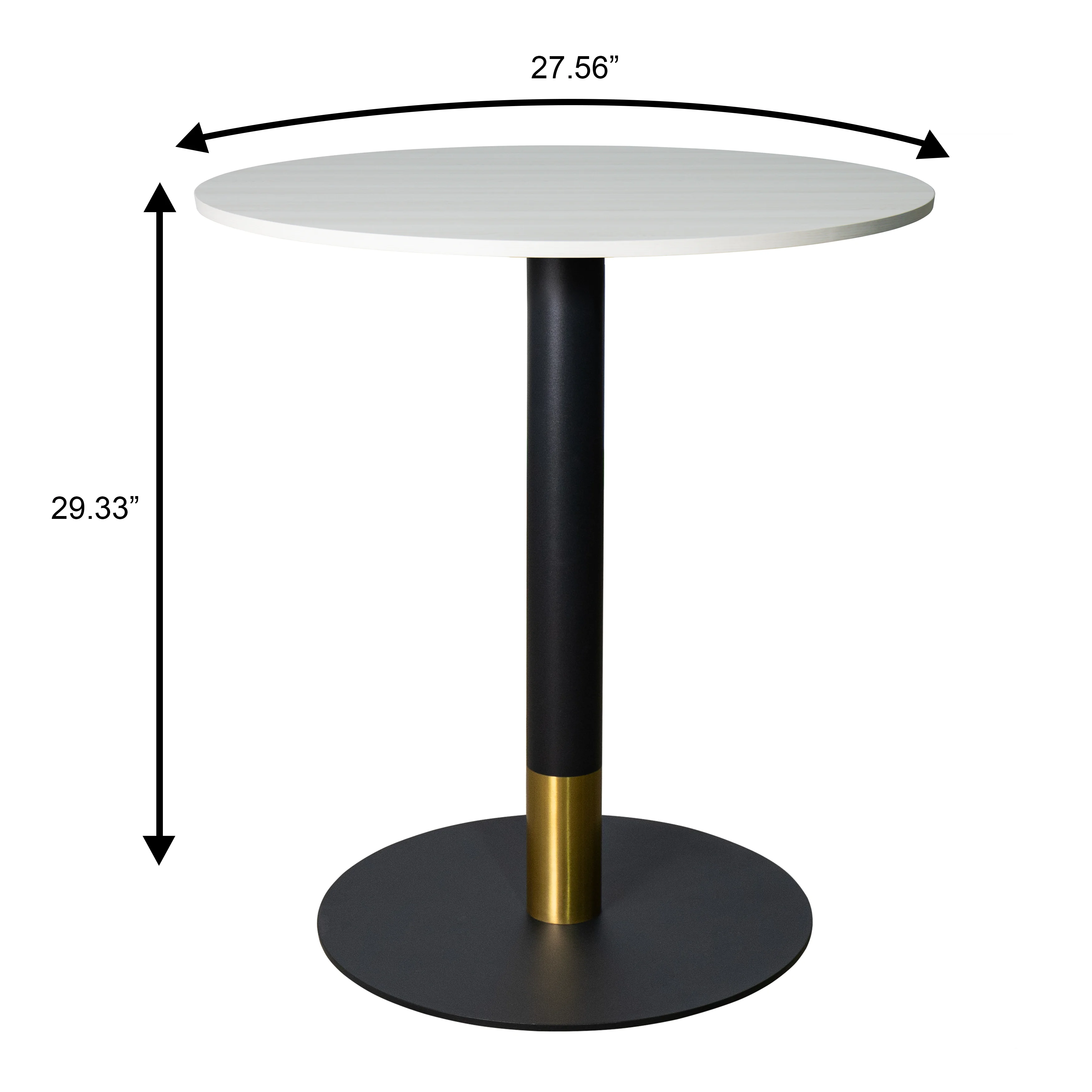 Vail Collection Dining Table Black/Gold Base With 27" Round Light Wood Brown MDF Top