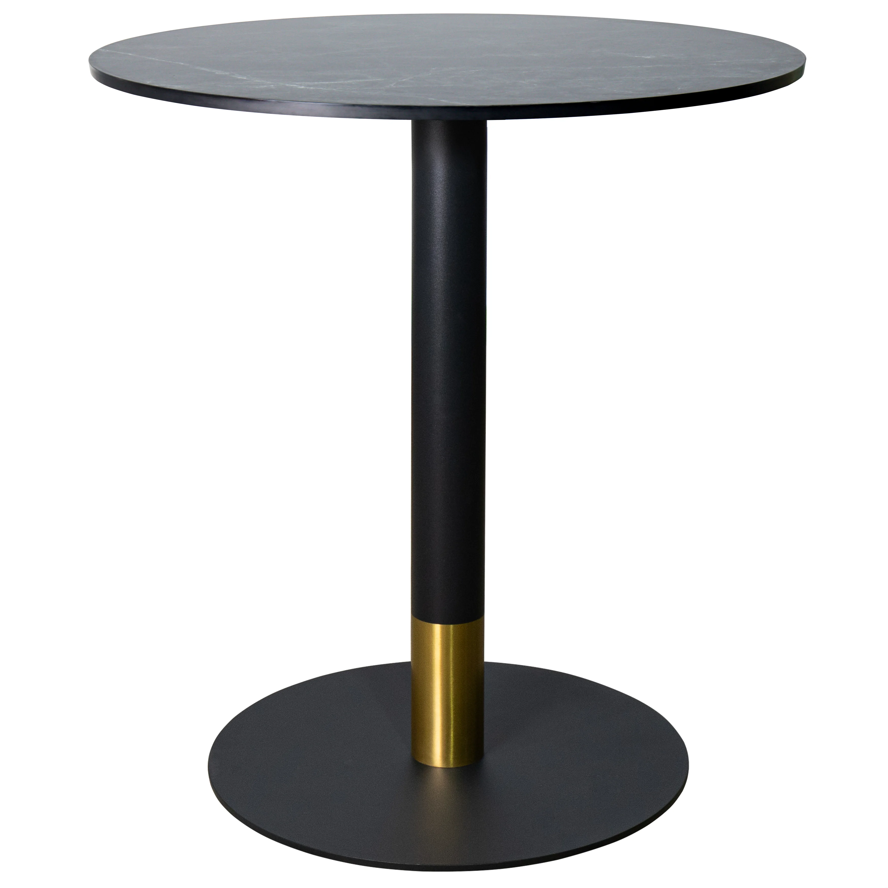 Vail Collection Dining Table Black/Gold Base With 36" Round Black MDF Top