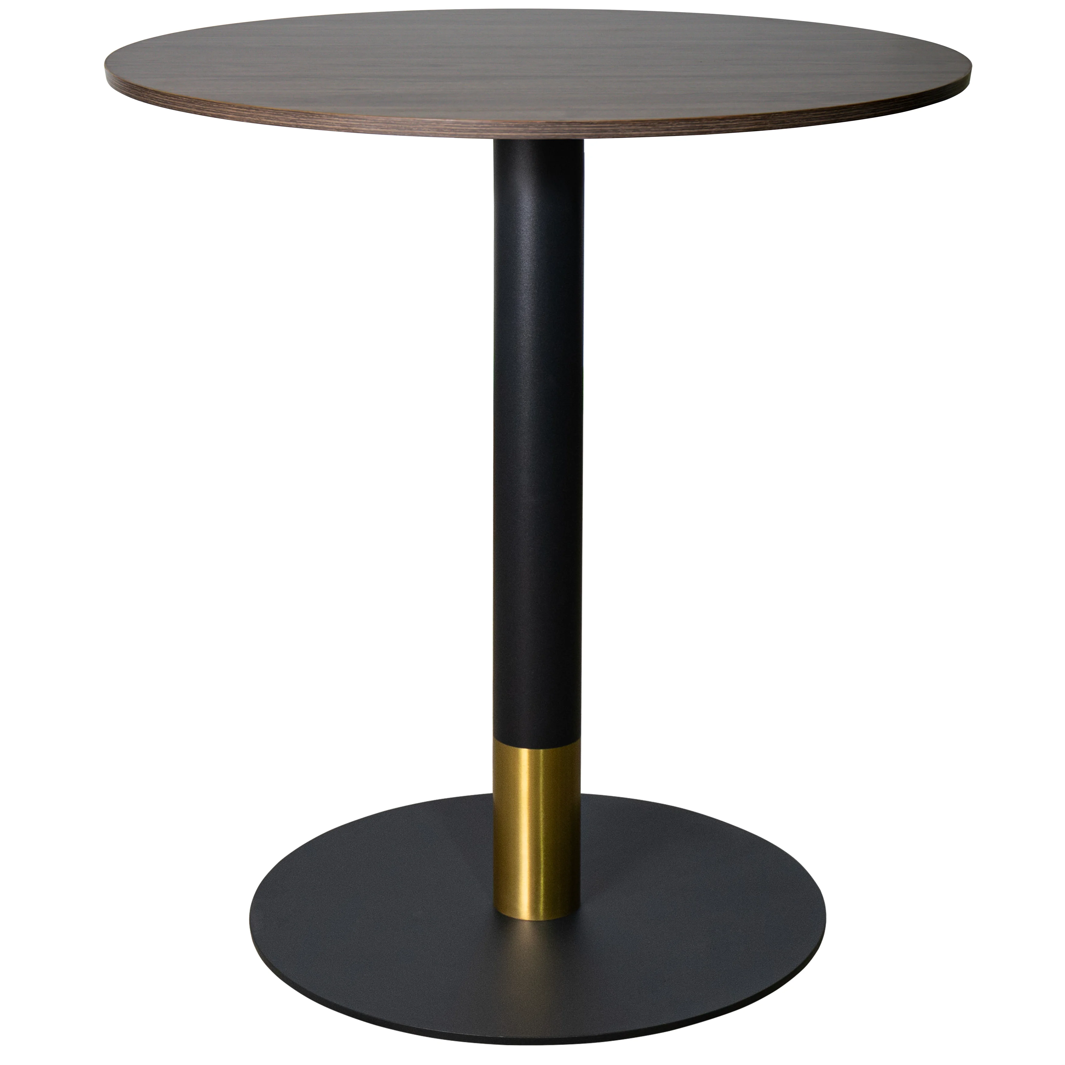 Vail Collection Dining Table Black/Gold Base With 36" Round Dark Brown MDF Top