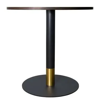 Vail Collection Dining Table Black/Gold Base With 36" Round Dark  Brown MDF Top