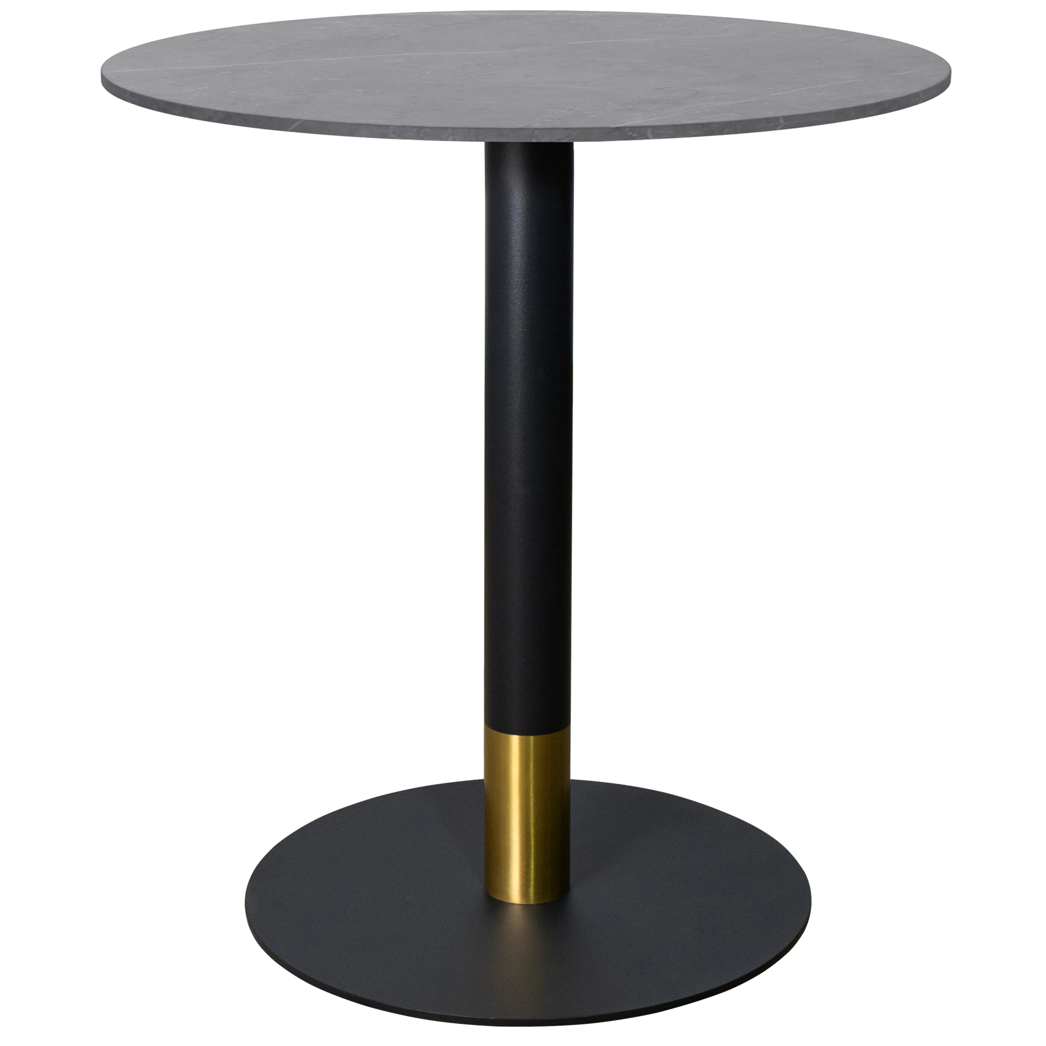 Vail Collection Dining Table Black/Gold Base With 36" Round Grey Stone Top