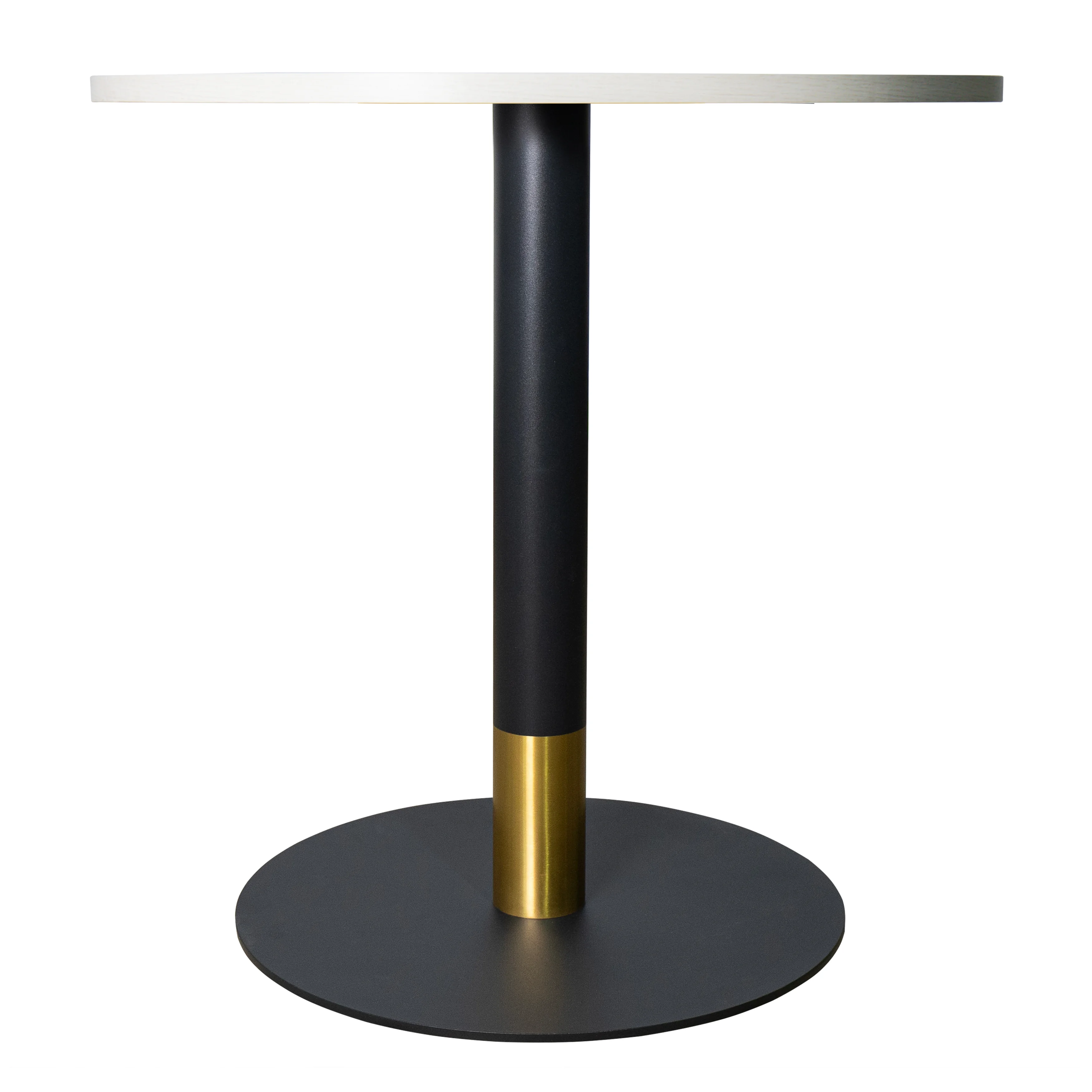 Vail Collection Dining Table Black/Gold Base With 36" Round Light Wood  Brown MDF Top