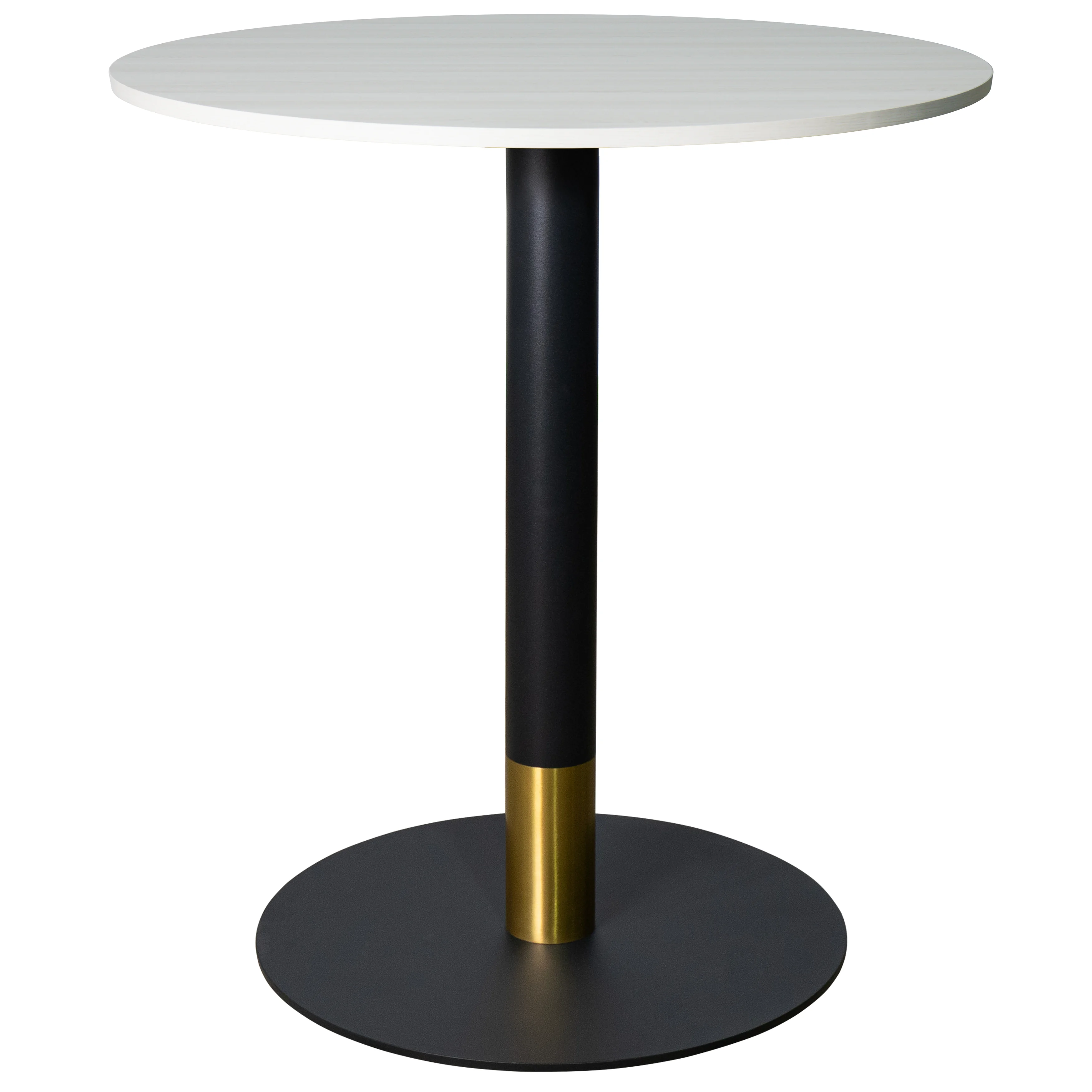 Vail Collection Dining Table Black/Gold Base With 36" Round Light Wood  Brown MDF Top