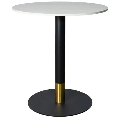 Vail Collection Dining Table Black/Gold Base With 36" Round Light Wood  Brown MDF Top