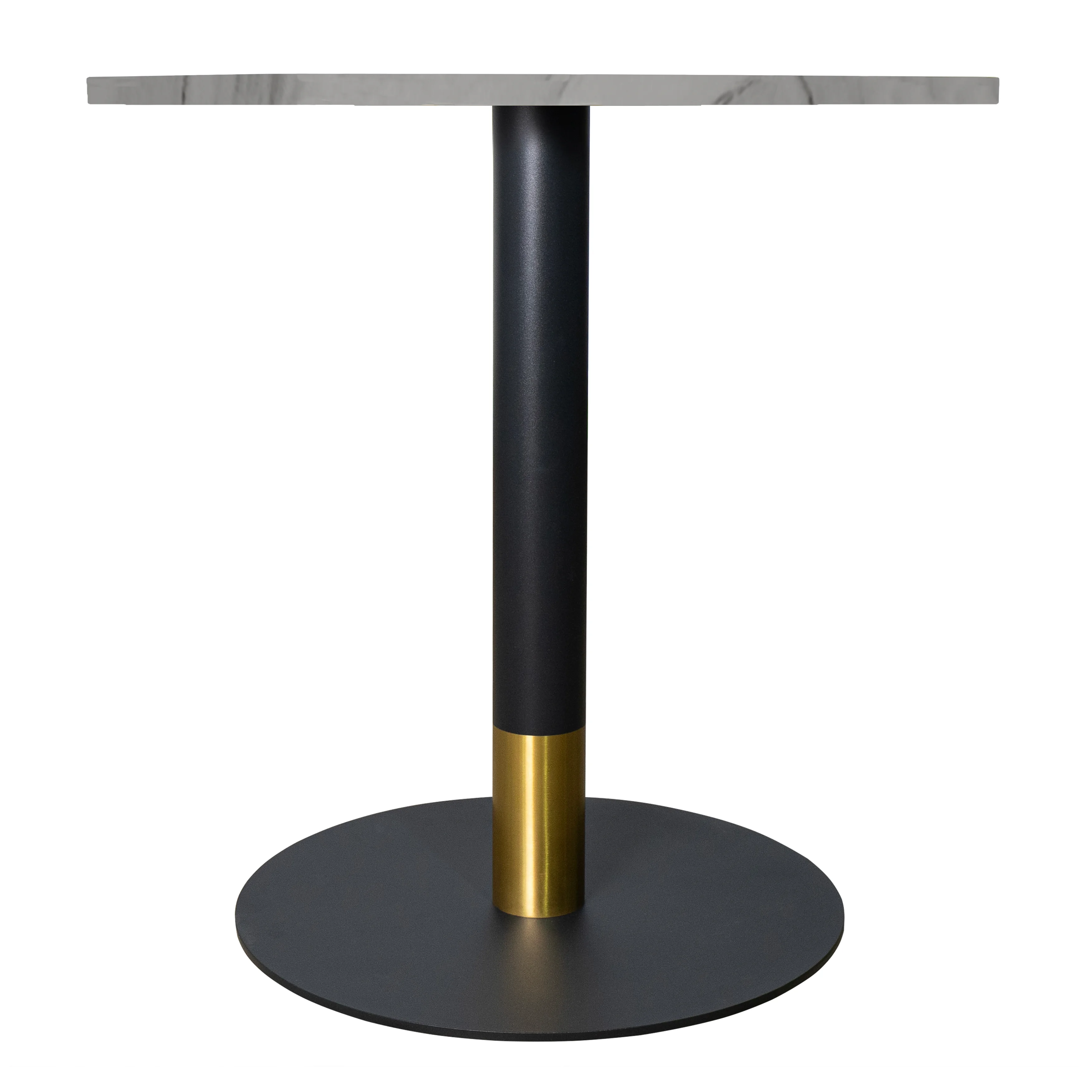 Vail Collection Dining Table Black/Gold Base With 36" Round White Stone Top