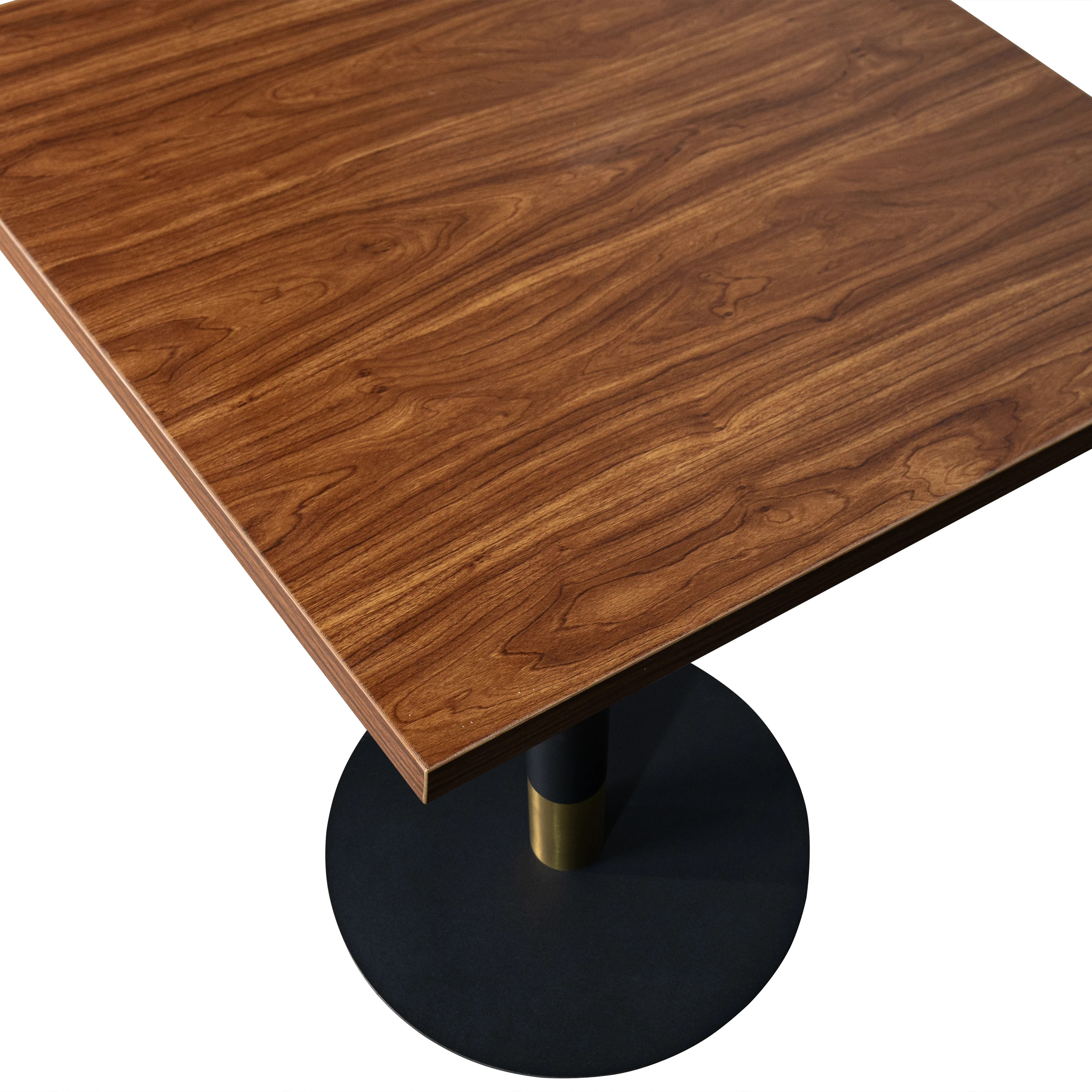 Vail Collection Dining Table Black/Gold Base With 24" Square Cognac Brown MDF Top