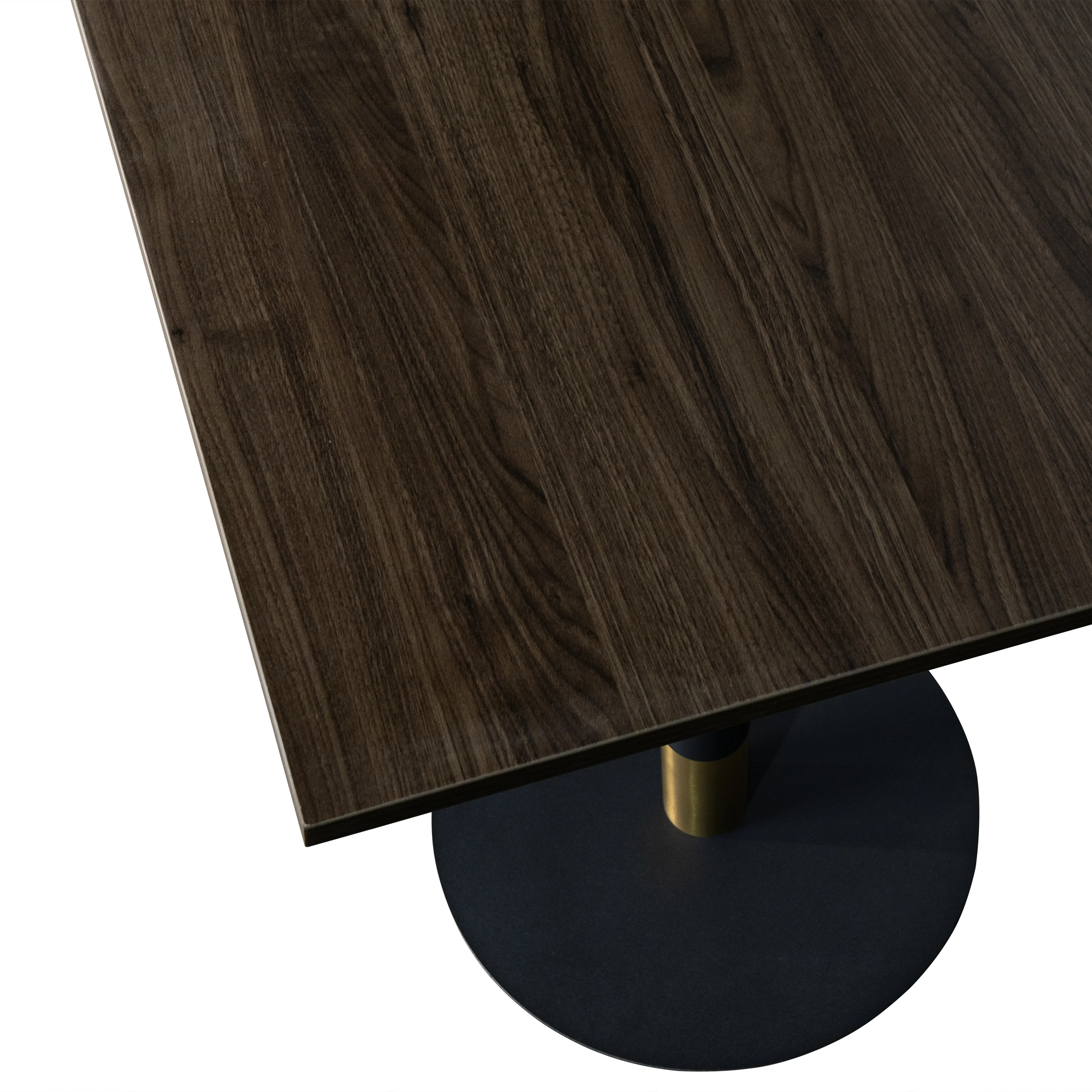 Vail Collection Dining Table Black/Gold Base With 24" Square Dark Brown MDF Top