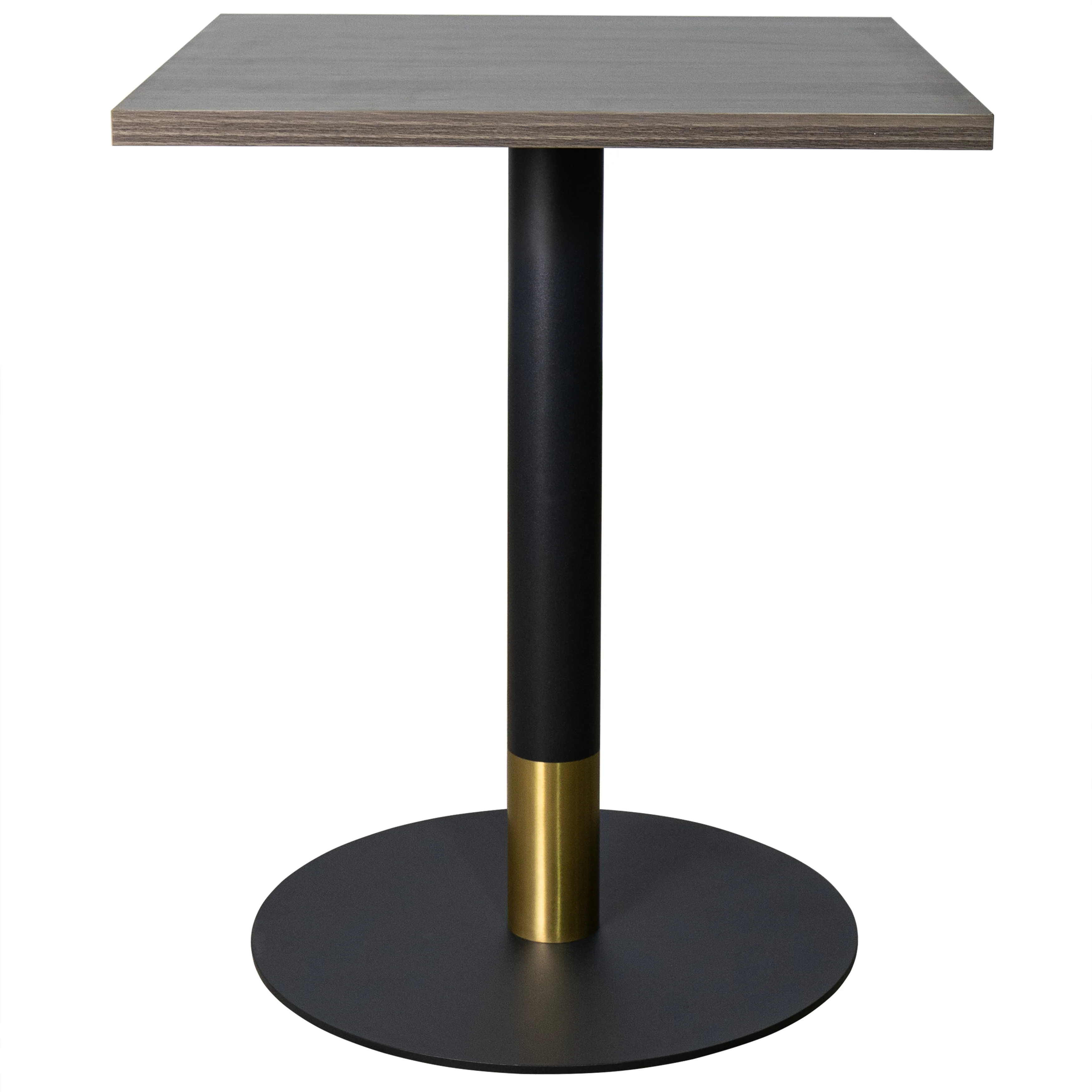 Vail Collection Dining Table Black/Gold Base With 24" Square Dark Brown MDF Top