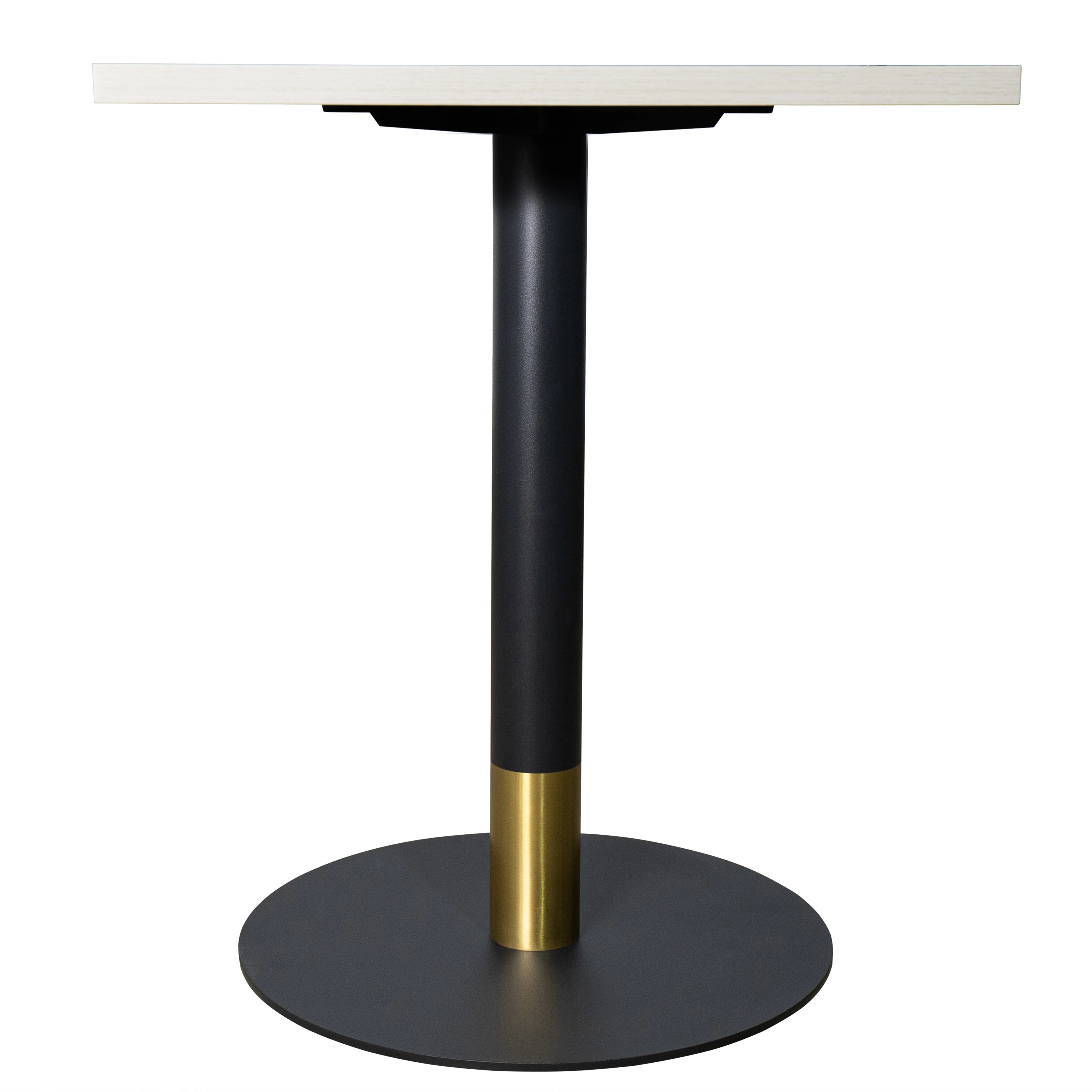 Vail Collection Dining Table Black/Gold Base With 24" Square Light Wood Brown MDF Top