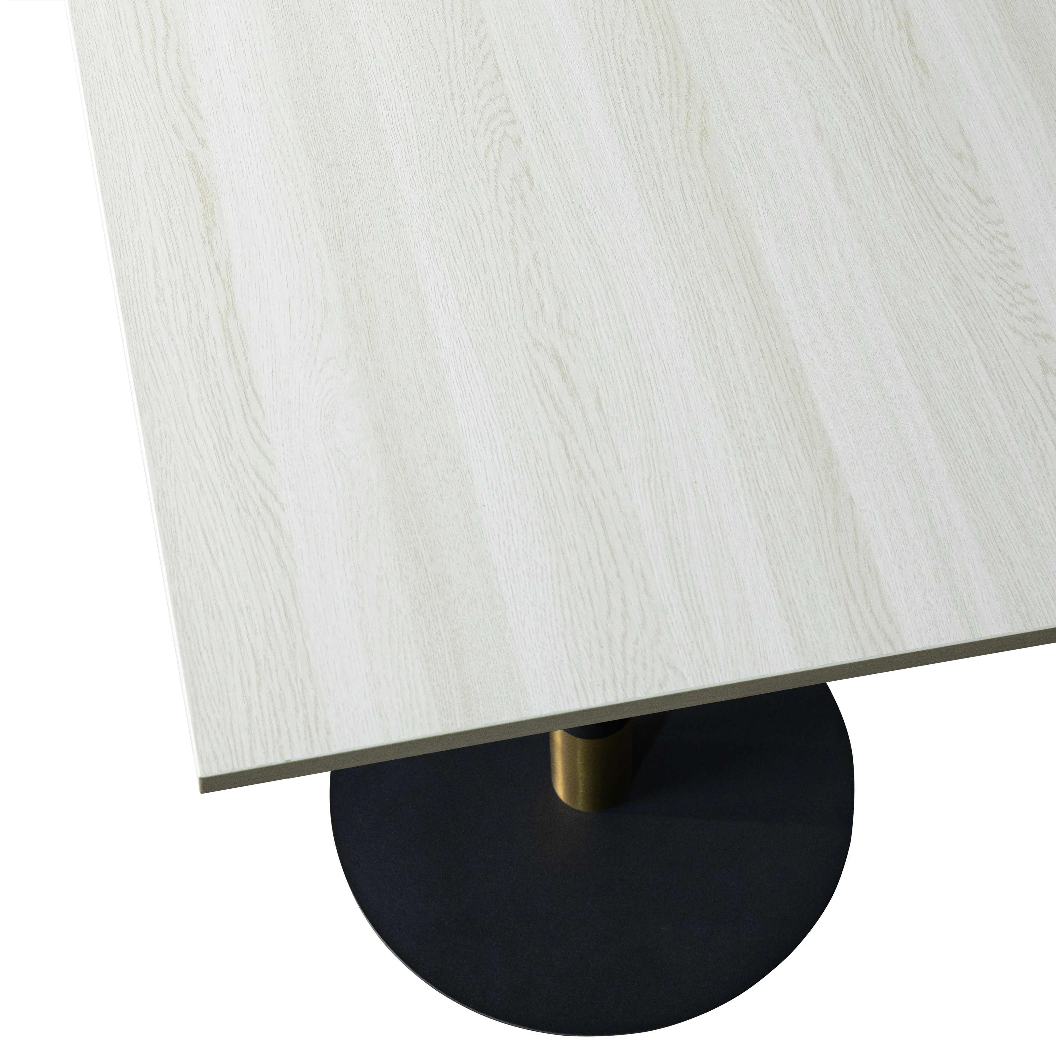 Vail Collection Dining Table Black/Gold Base With 24" Square Light Wood Brown MDF Top