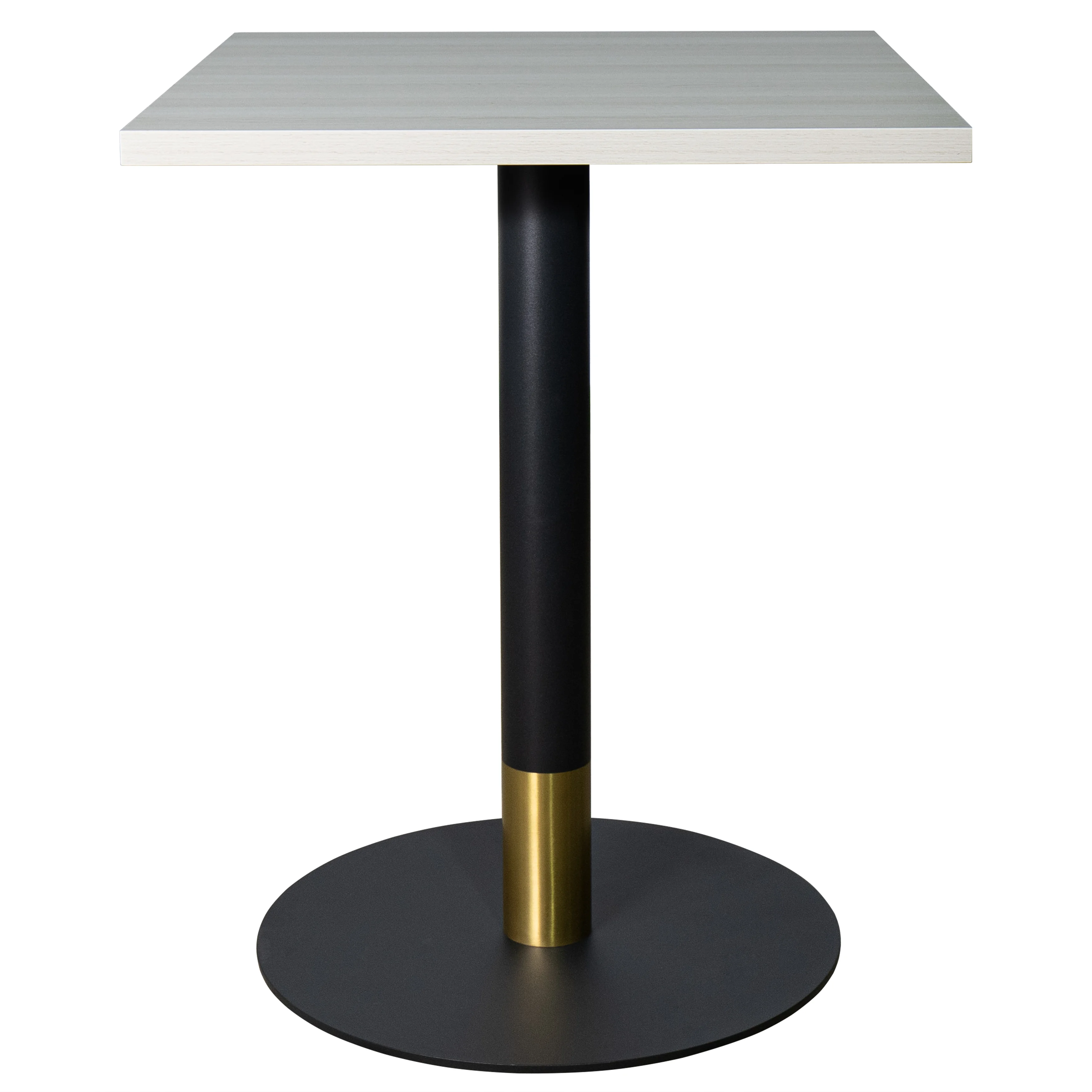 Vail Collection Dining Table Black/Gold Base With 24" Square Light Wood Brown MDF Top