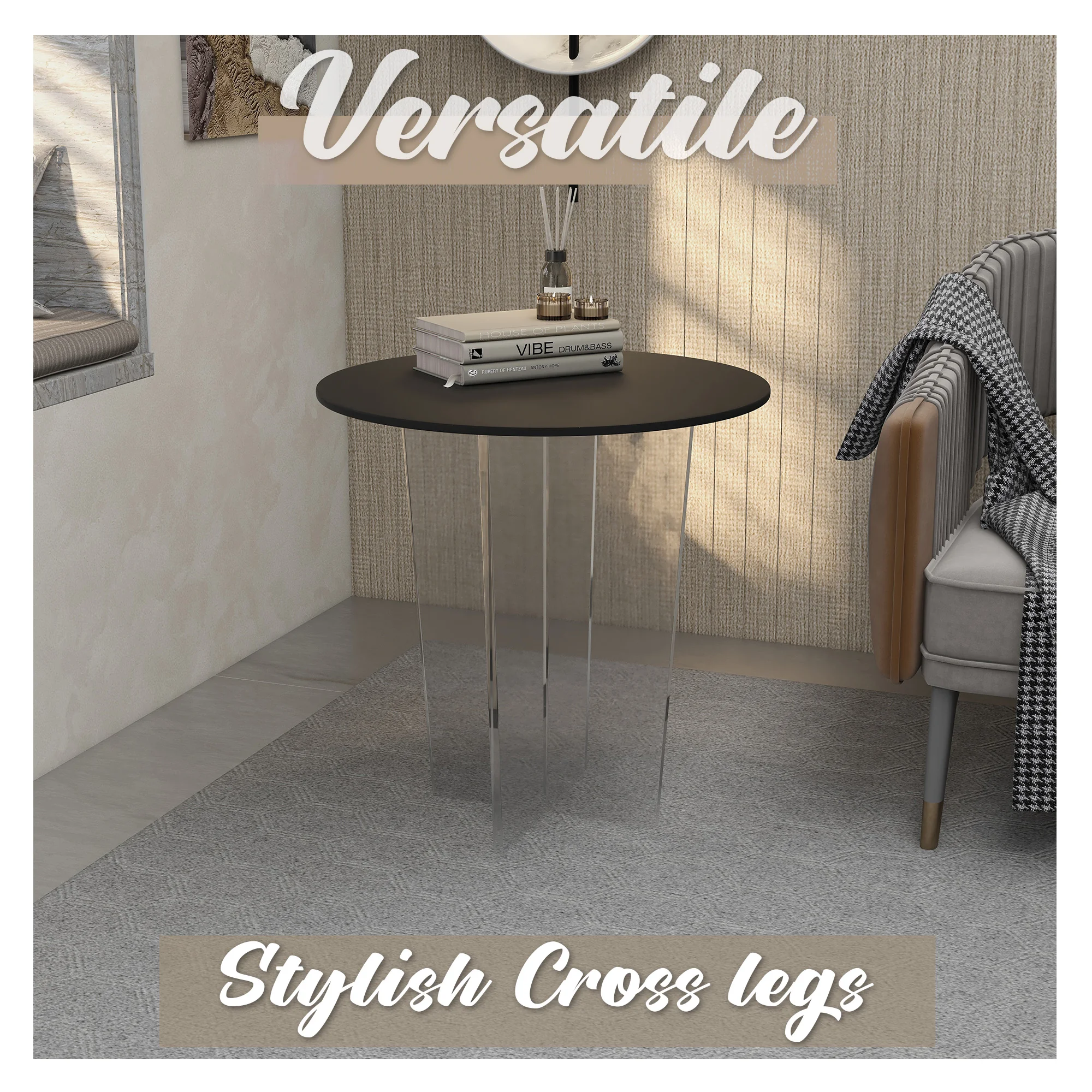 Valore Collection Acrylic Coffee Table With Black Top