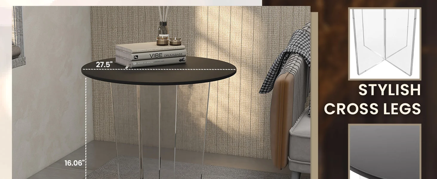 Valore Collection Acrylic Coffee Table With Black Top