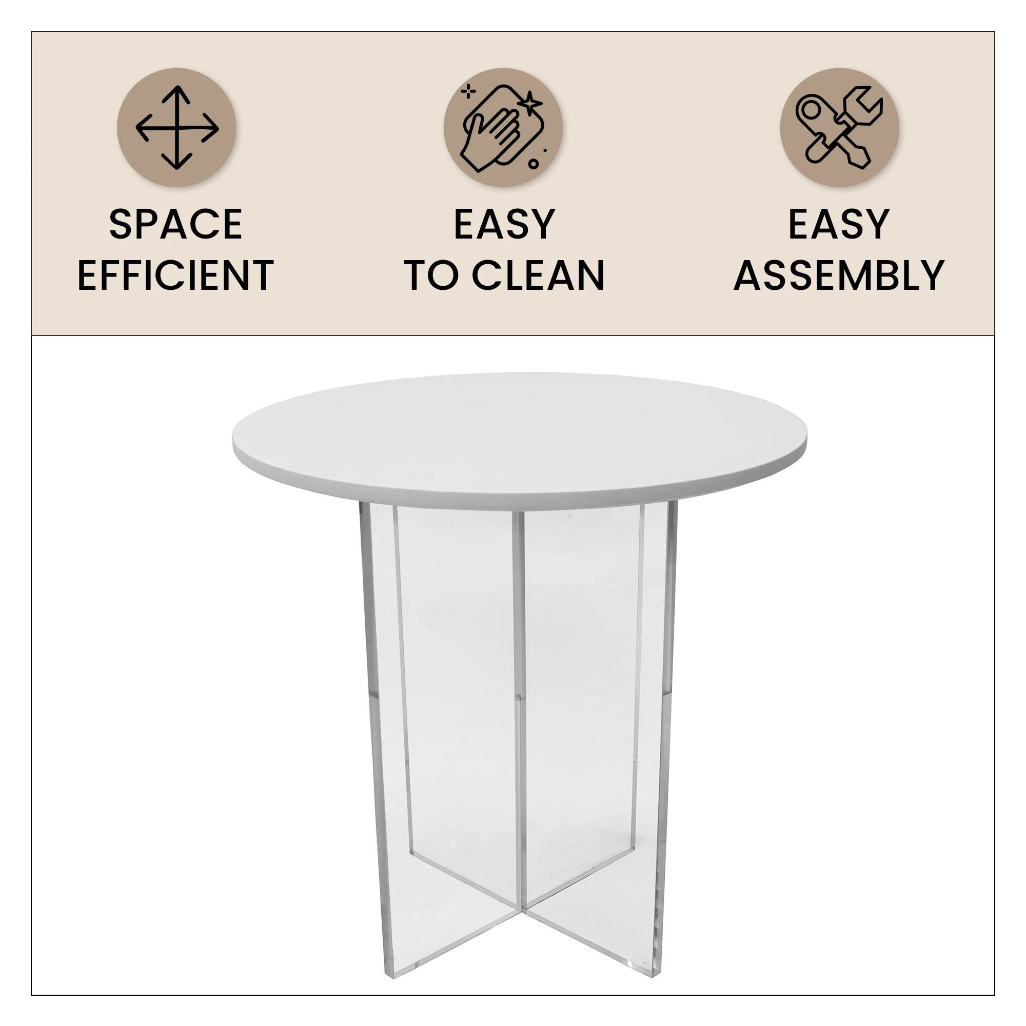 Valore Collection Acrylic Coffee Table With White Top