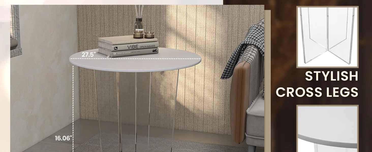 Valore Collection Acrylic Coffee Table With White Top