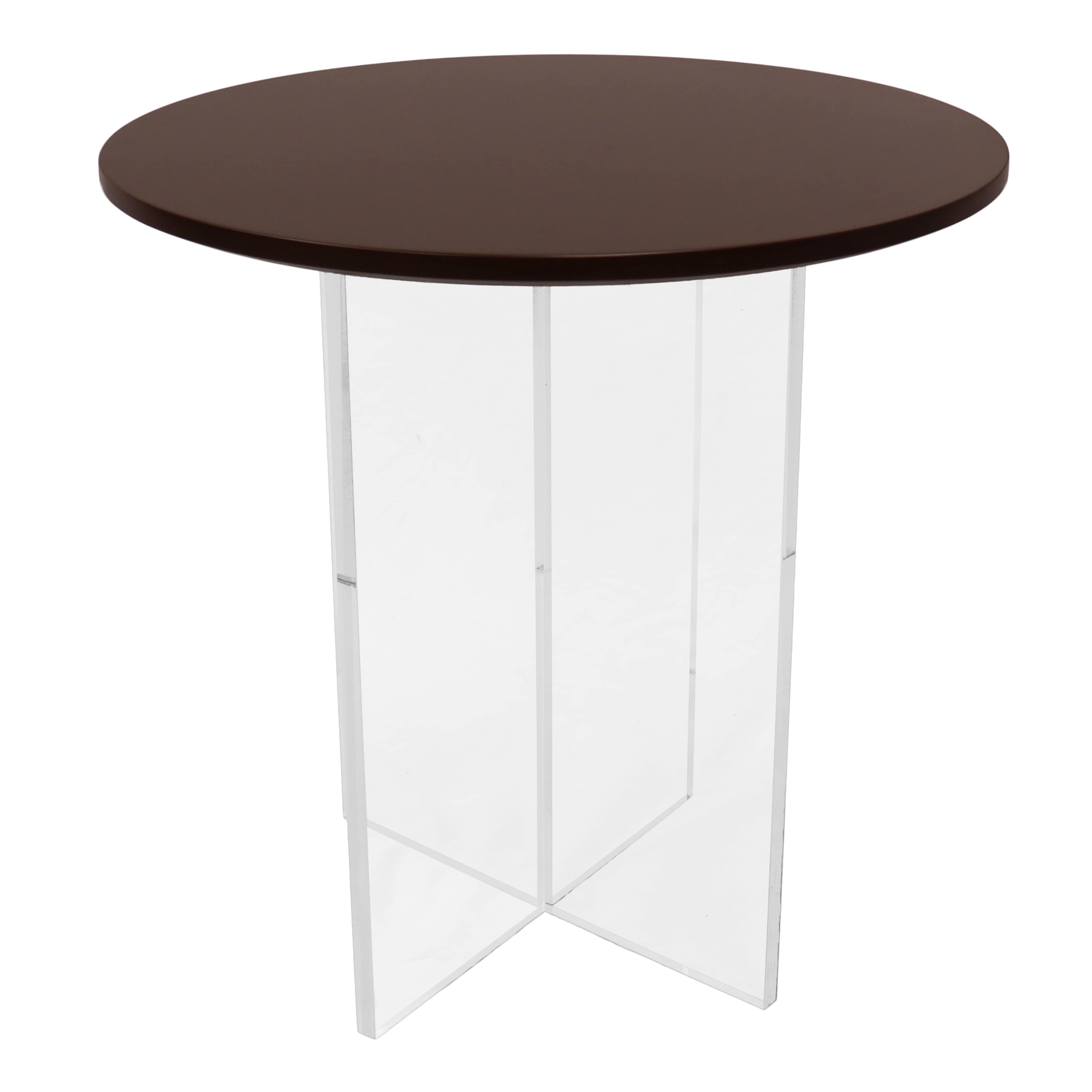 Valore Collection 20" Acrylic Side Table With Walnut Top