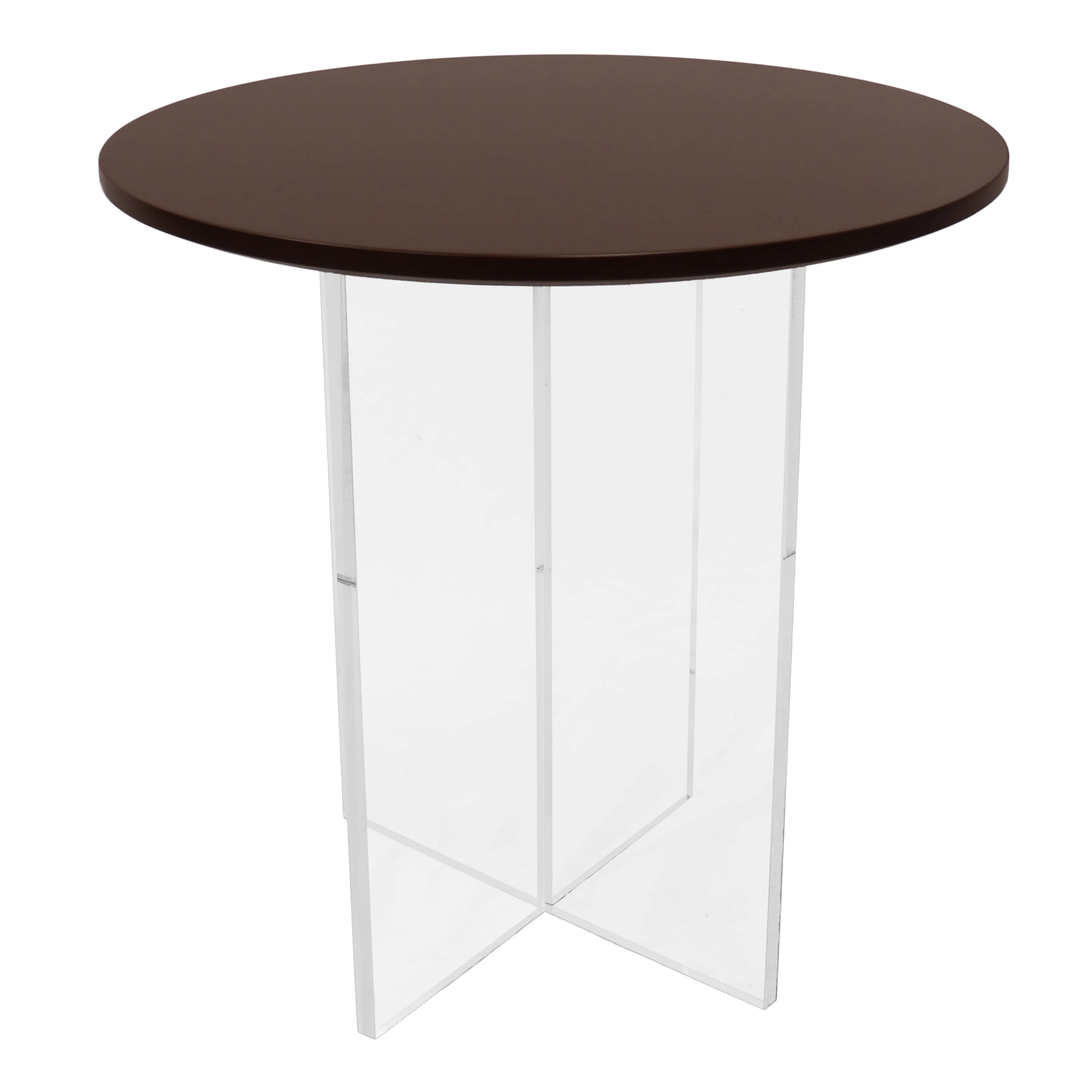Valore Collection 20" Acrylic Side Table With Walnut Top