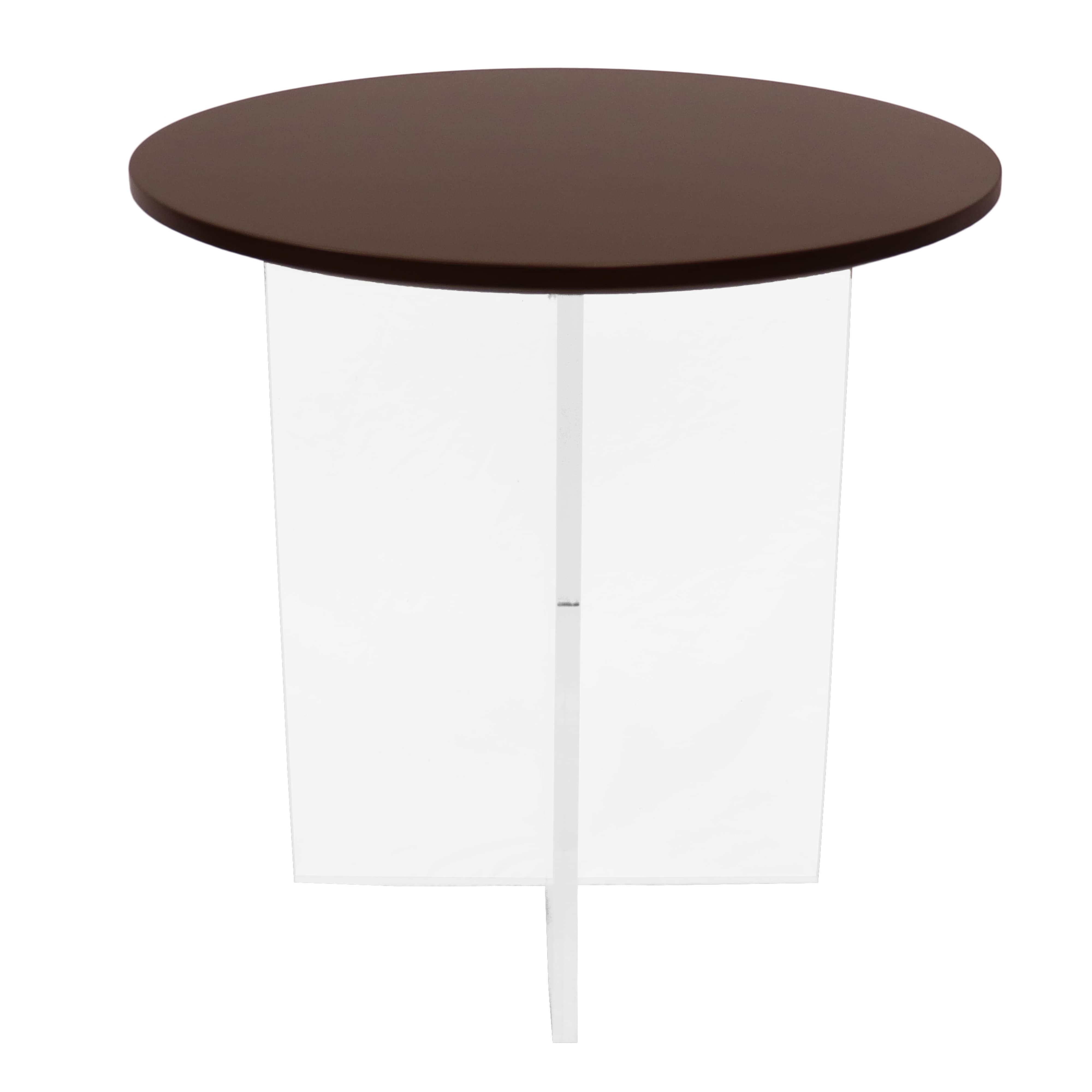 Valore Collection 20" Acrylic Side Table With Walnut Top