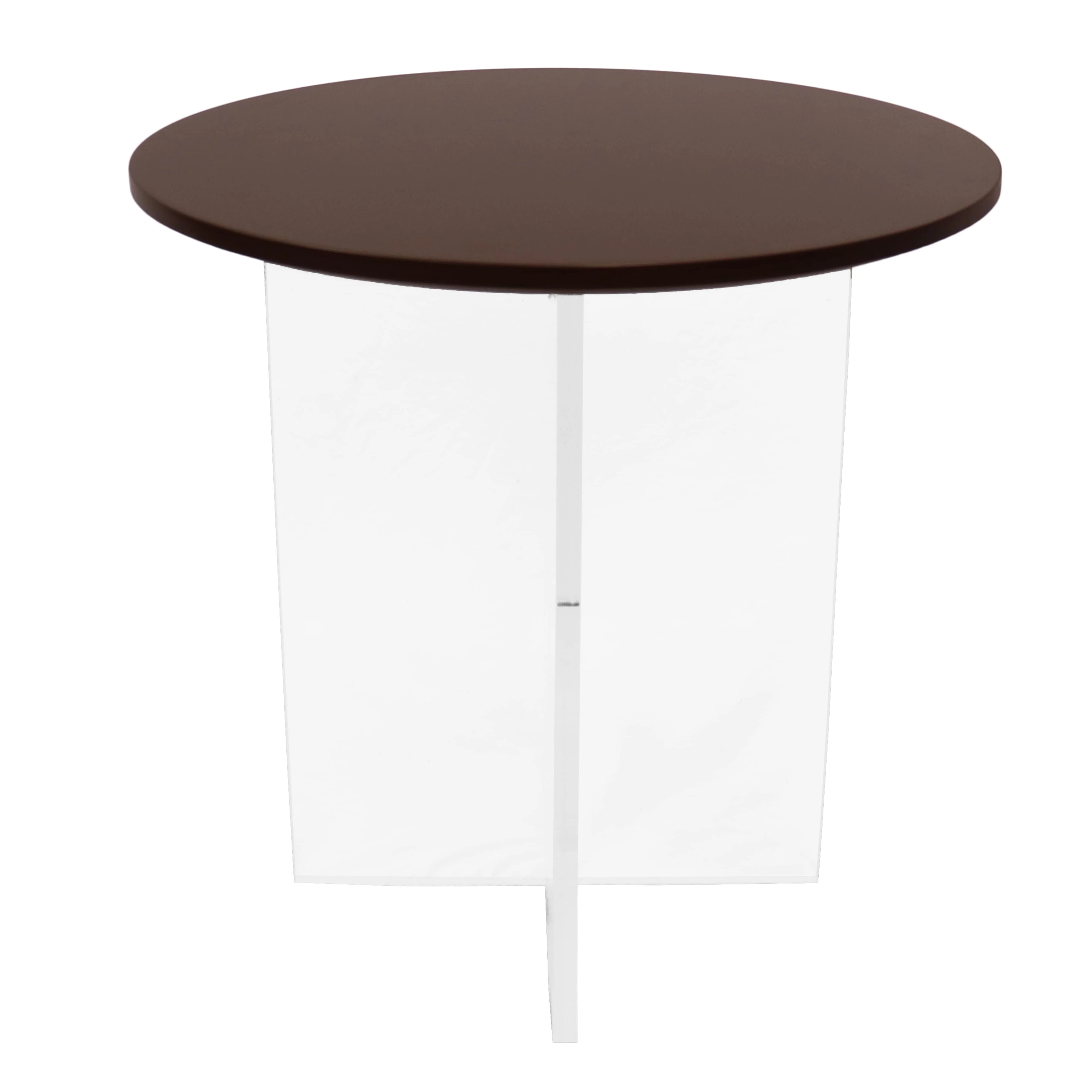Valore Collection 20" Acrylic Side Table With Walnut Top