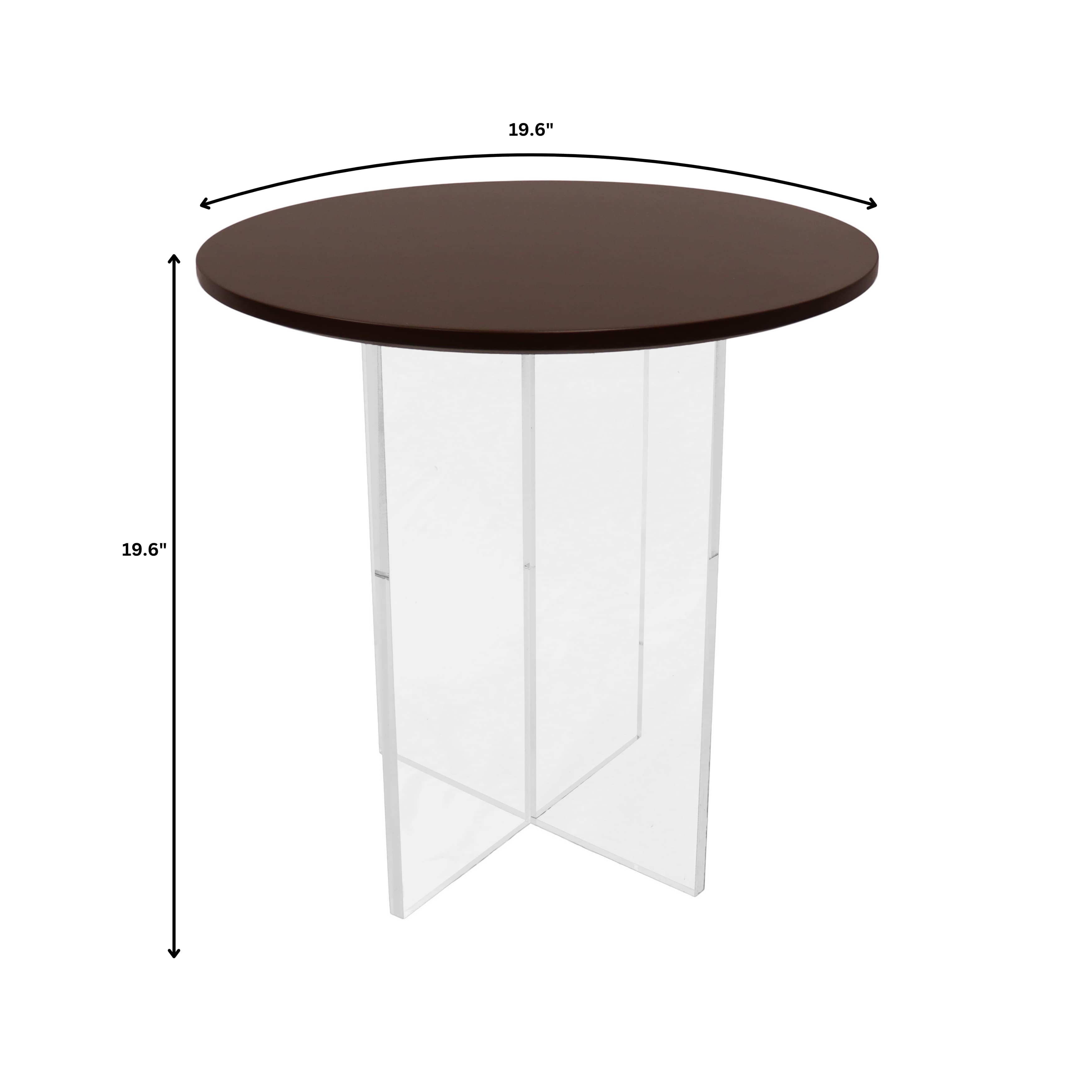 Valore Collection 20" Acrylic Side Table With Walnut Top