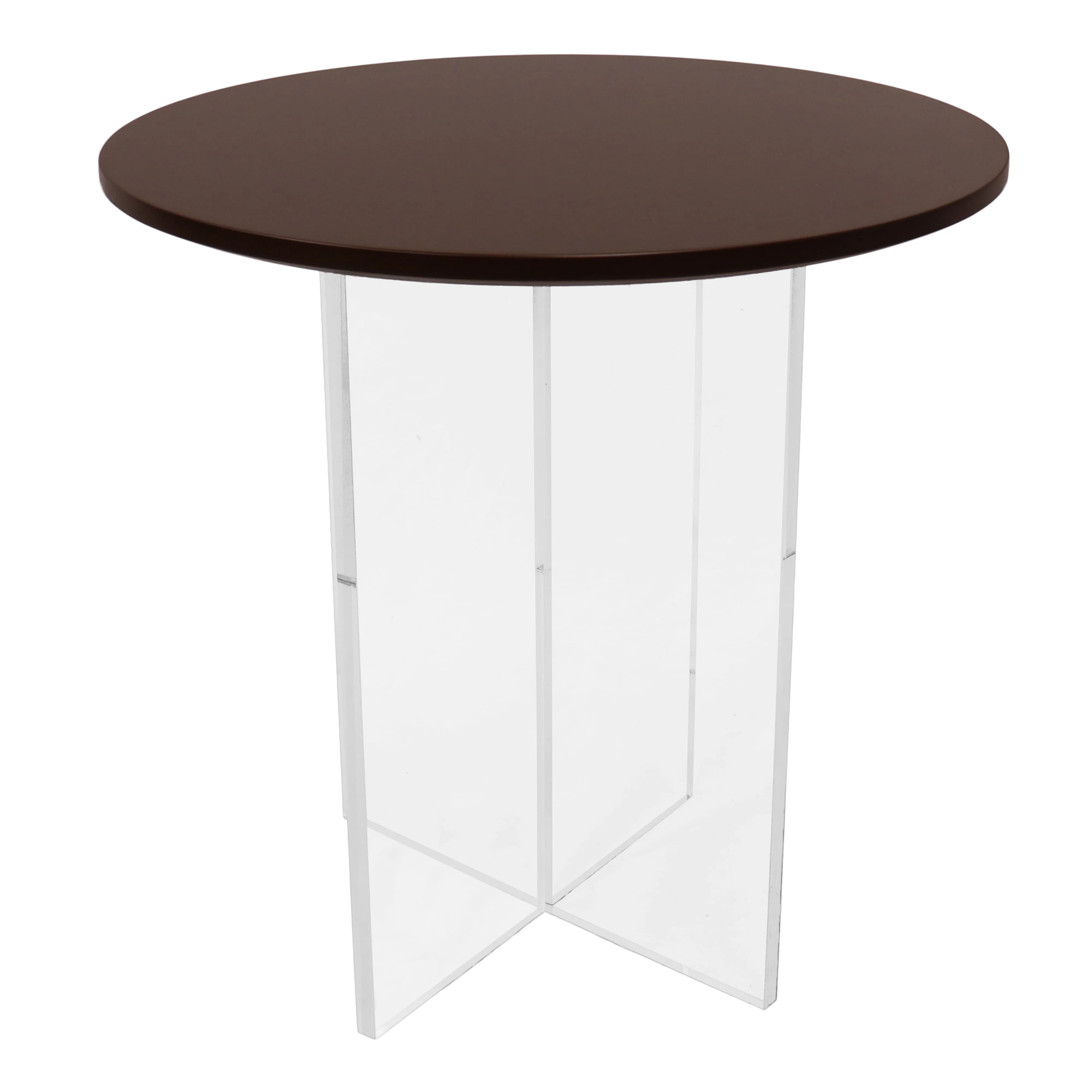 Valore Collection Acrylic Coffee Table With Walnut Top