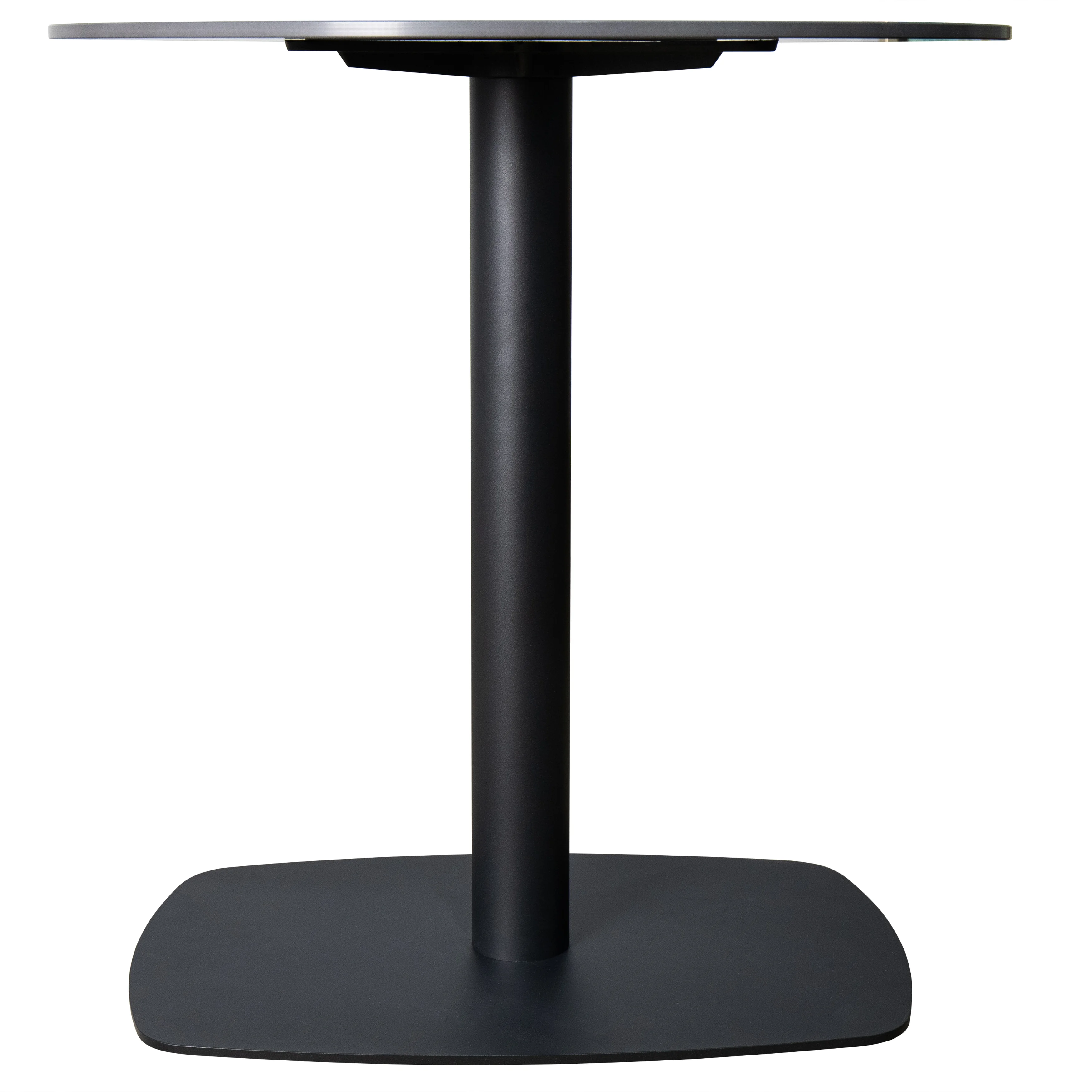 Vail Collection Dining Table Black Rectangle Base With 27" Round Black Stone Top