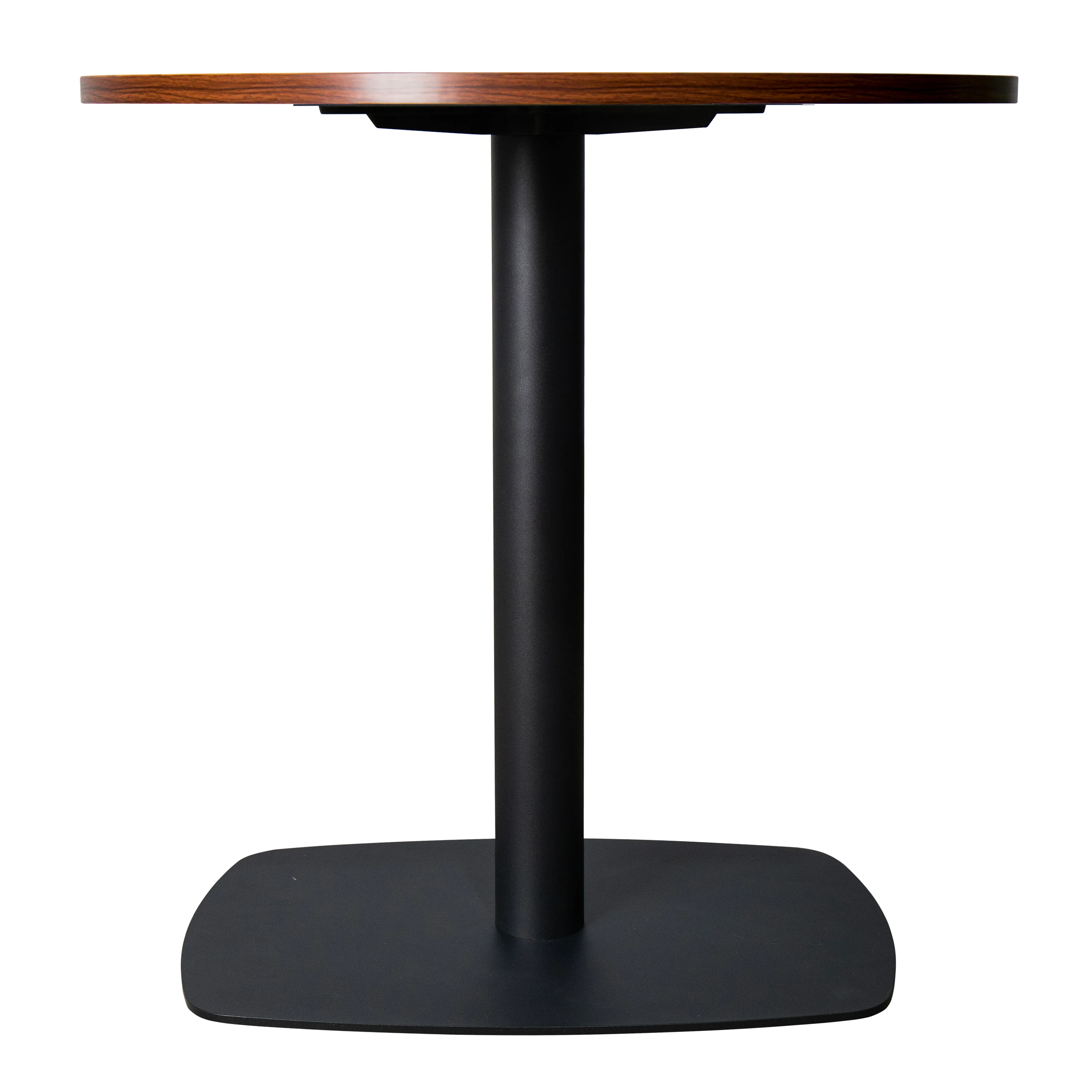 Vail Collection Dining Table Black Rectangle Base With 27" Round Cognac Brown MDF Top