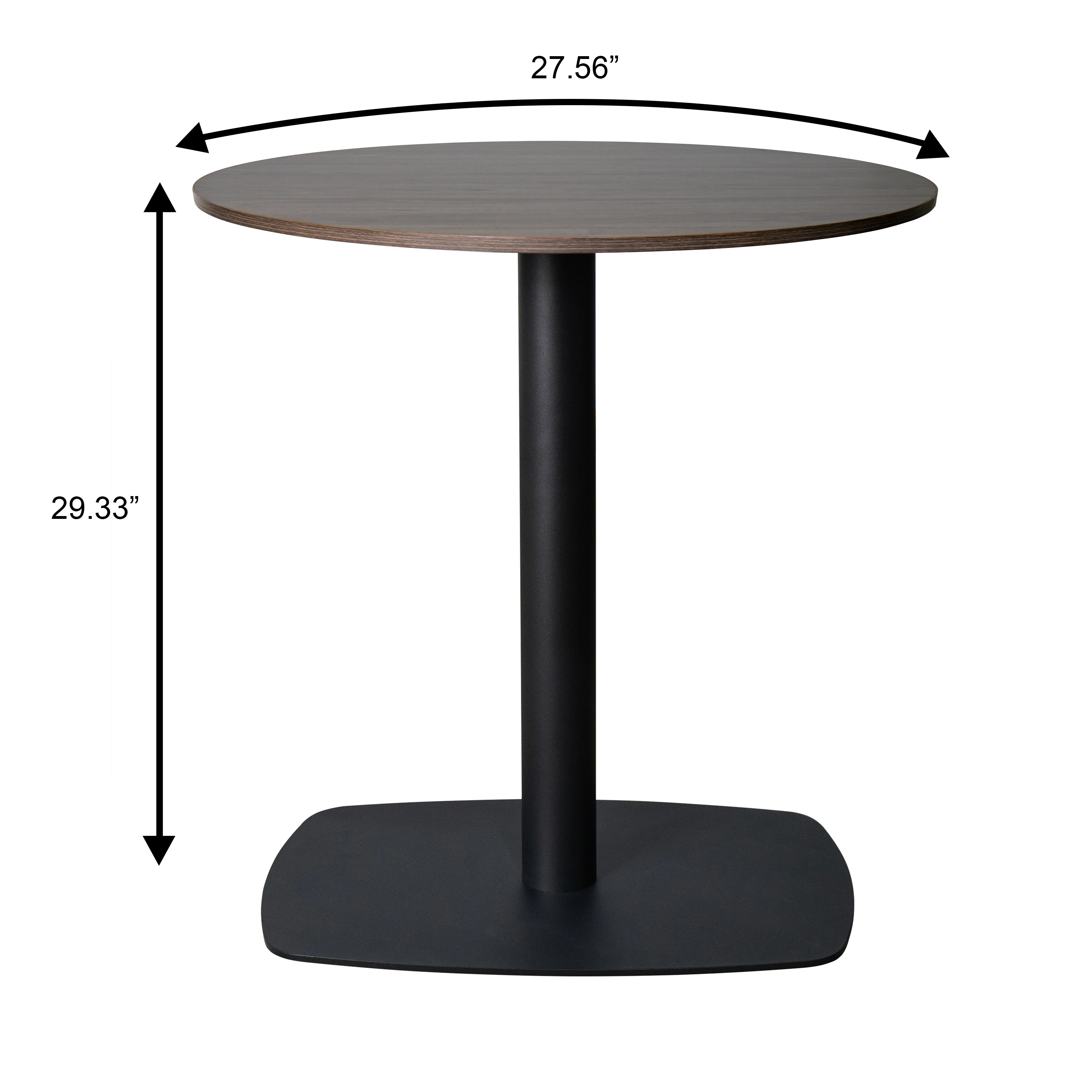 Vail Collection Dining Table Black Rectangle Base With 27" Round Dark Brown MDF Top
