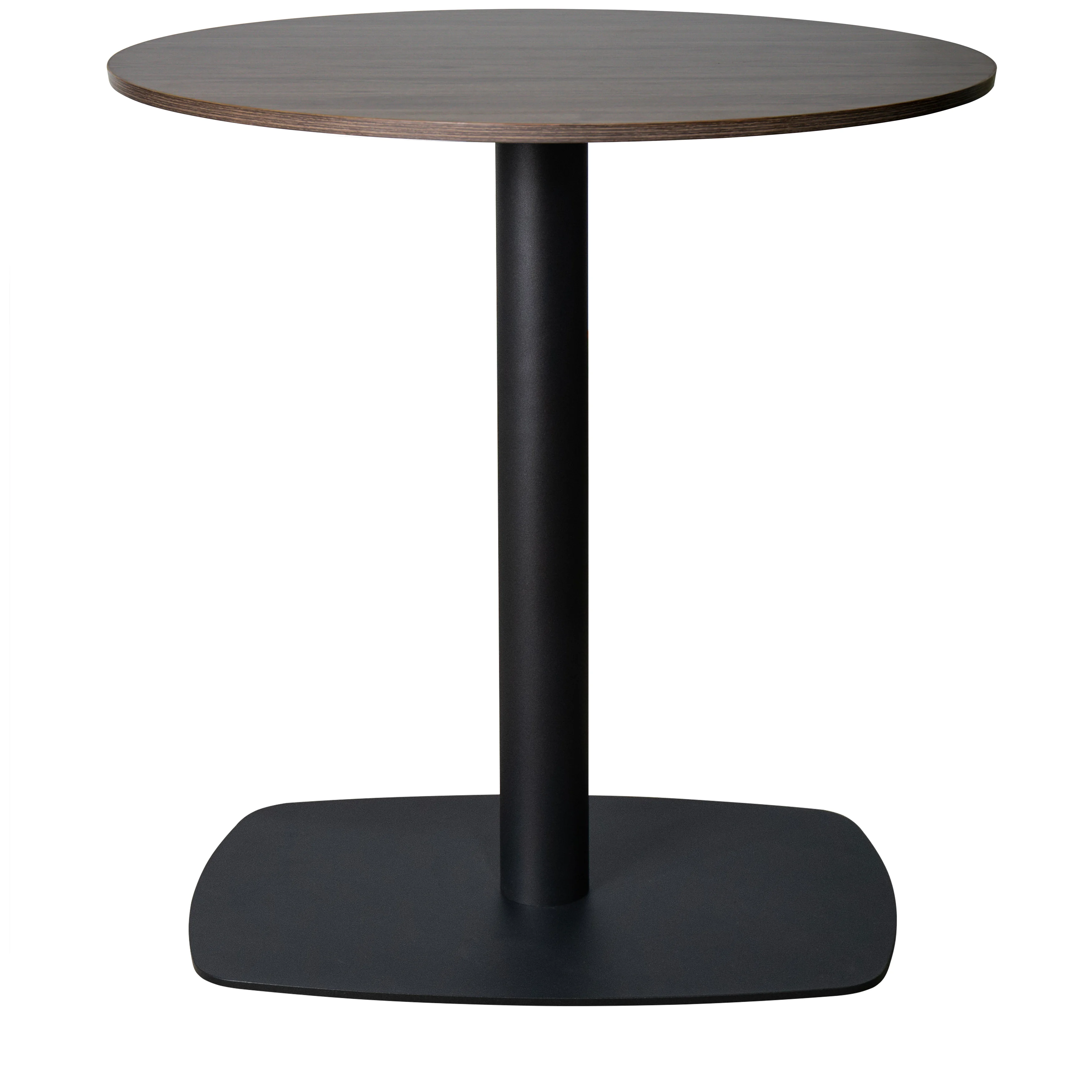 Vail Collection Dining Table Black Rectangle Base With 27" Round Dark Brown MDF Top