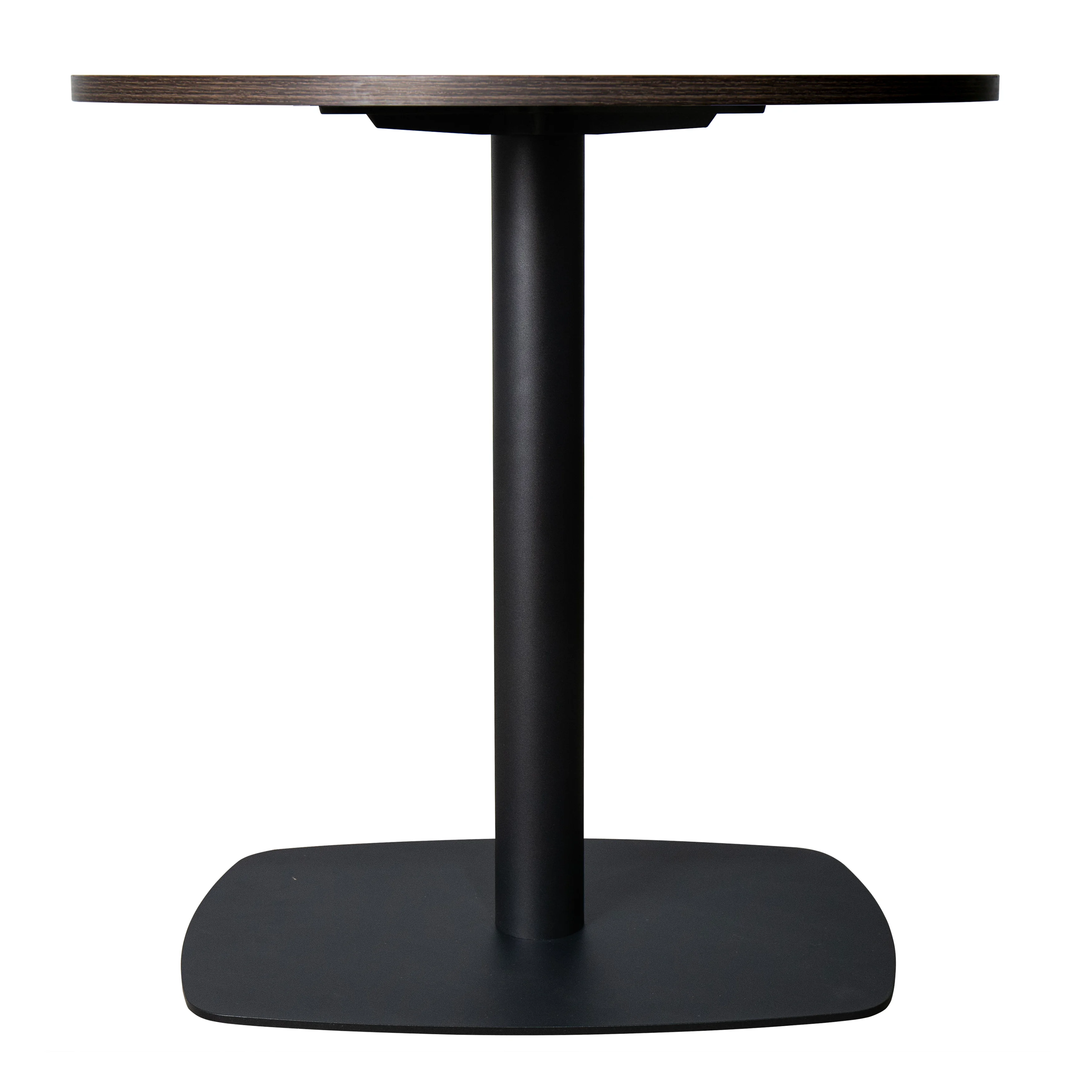 Vail Collection Dining Table Black Rectangle Base With 27" Round Dark Brown MDF Top