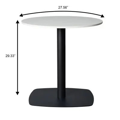 Vail Collection Dining Table Black Rectangle Base With 27" Round Light Wood  Brown MDF Top