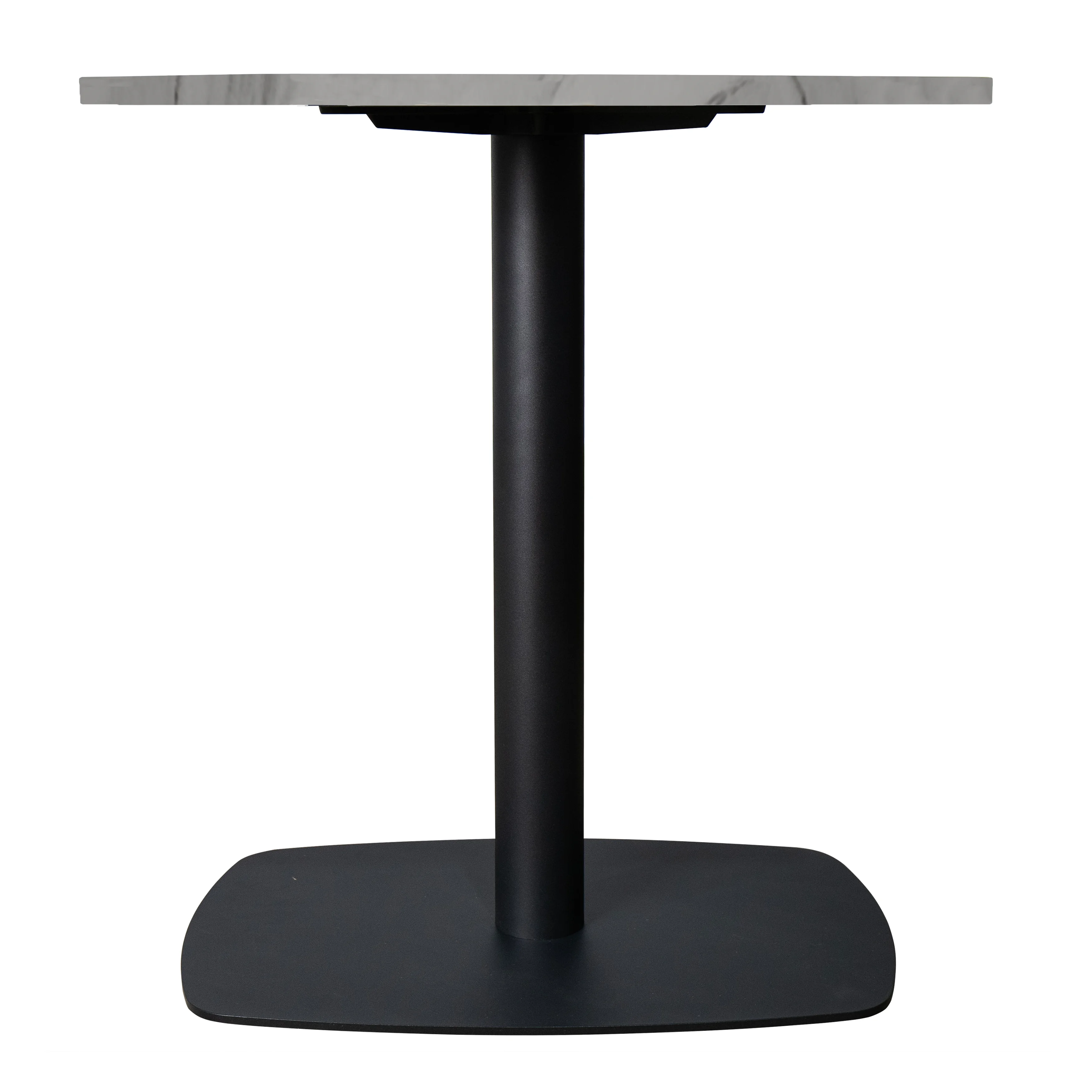 Vail Collection Dining Table Black Rectangle Base With 27" Round White Stone Top