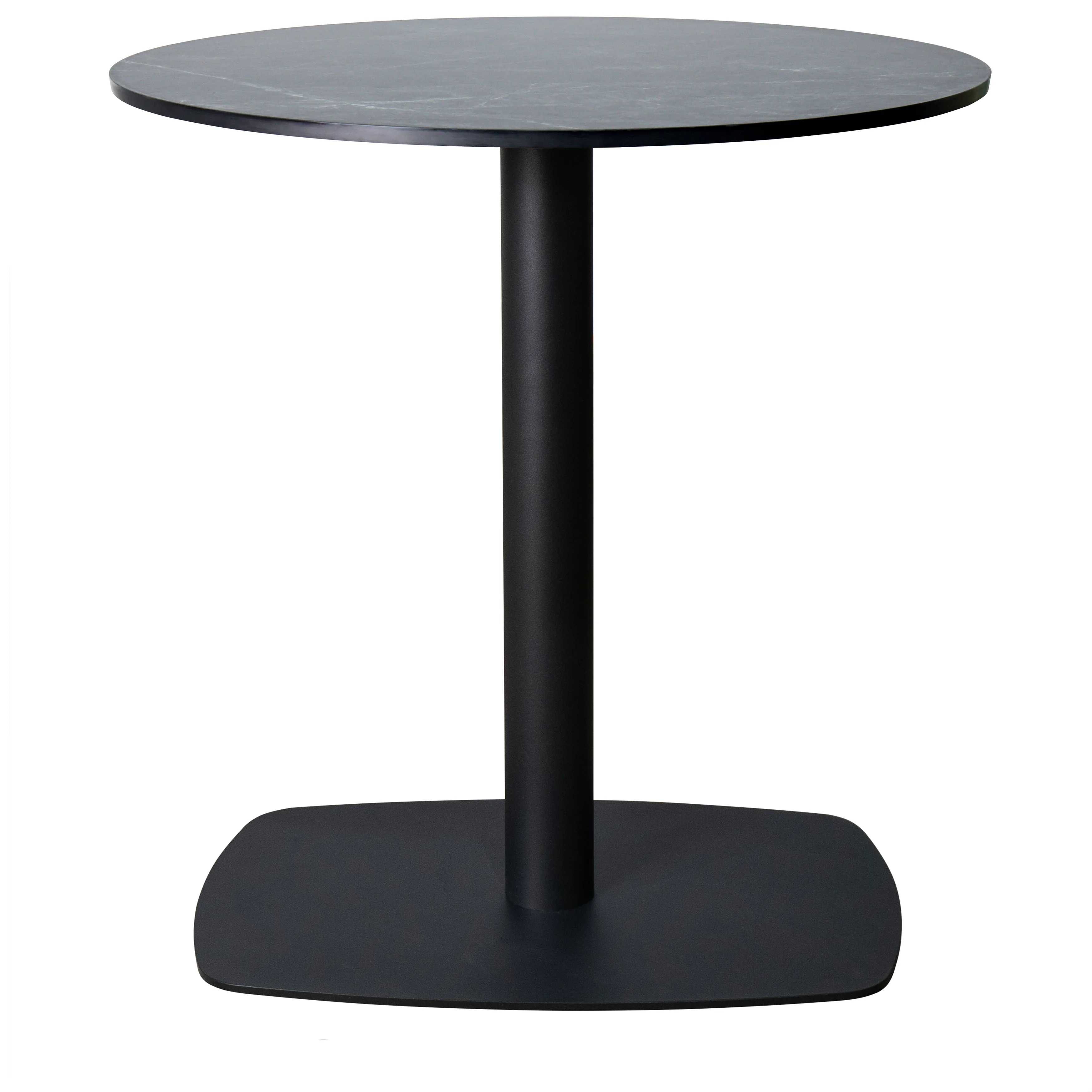 Vail Collection Dining Table Black Rectangle Base With 36" Round Black MDF Top