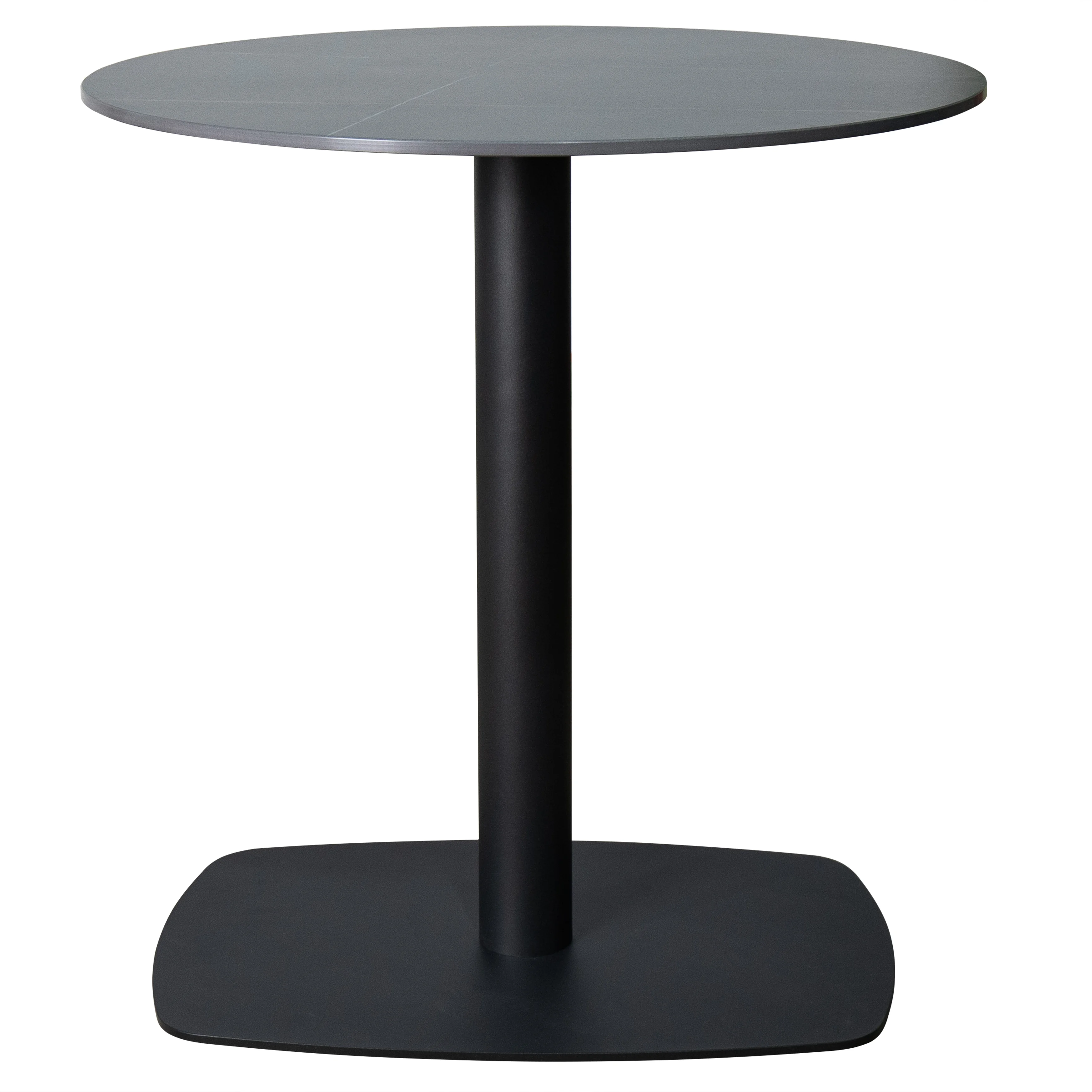 Vail Collection Dining Table Black Rectangle Base With 36" Round BLack Stone Top