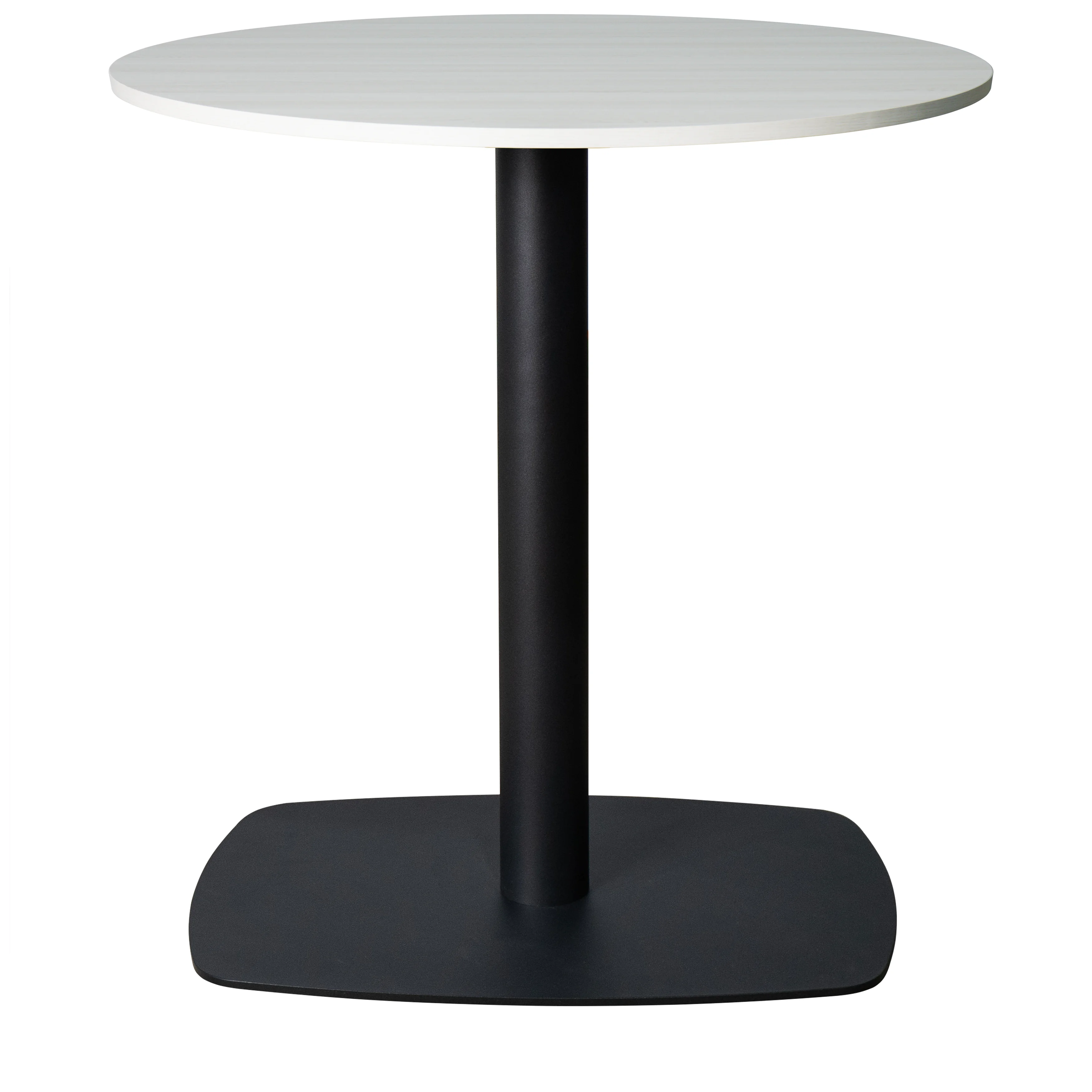 Vail Collection Dining Table Black Rectangle Base With 36" Round Light Wood Brown MDF Top