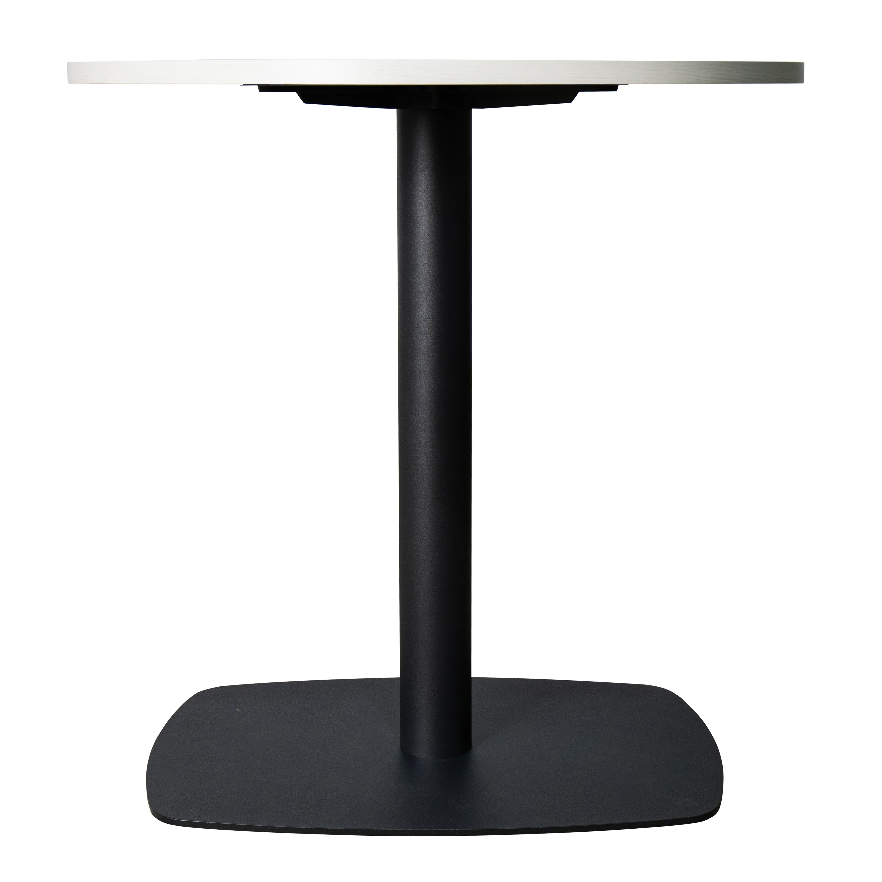 Vail Collection Dining Table Black Rectangle Base With 36" Round Light Wood Brown MDF Top