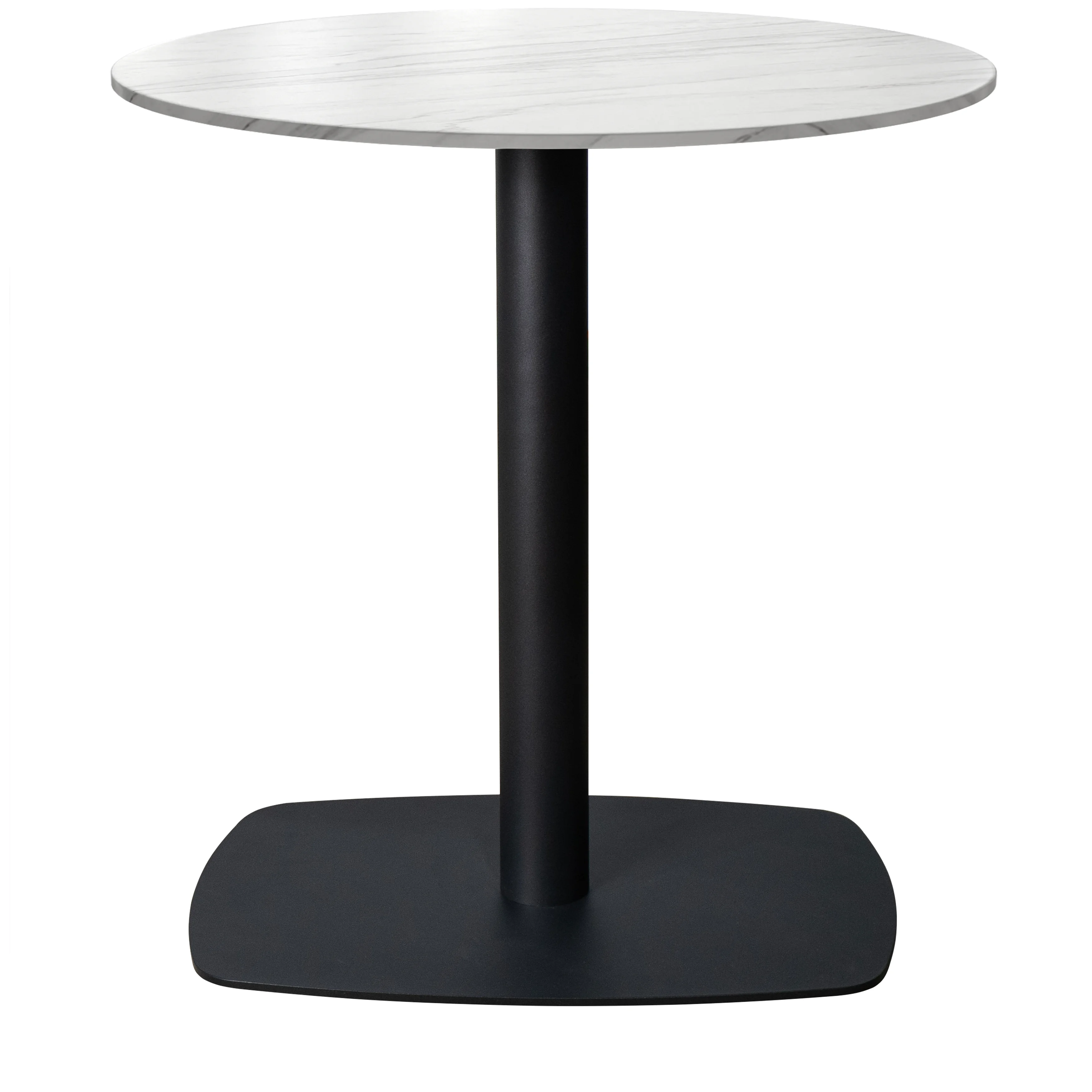 Vail Collection Dining Table Black Rectangle Base With 36" Round White Stone  Top