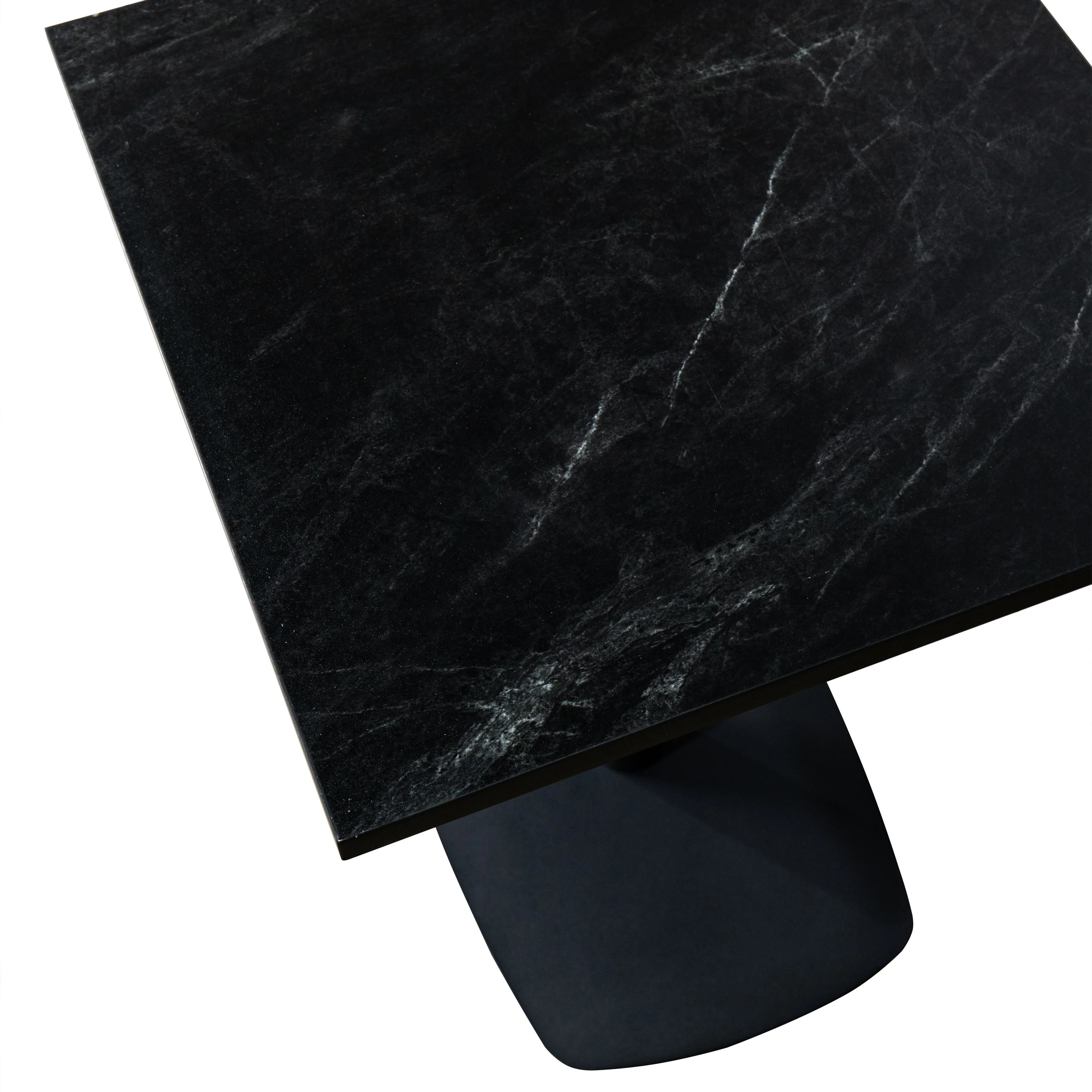 Vail Collection Dining Table Black Rectangle Base With 24" Square Black MDF Top