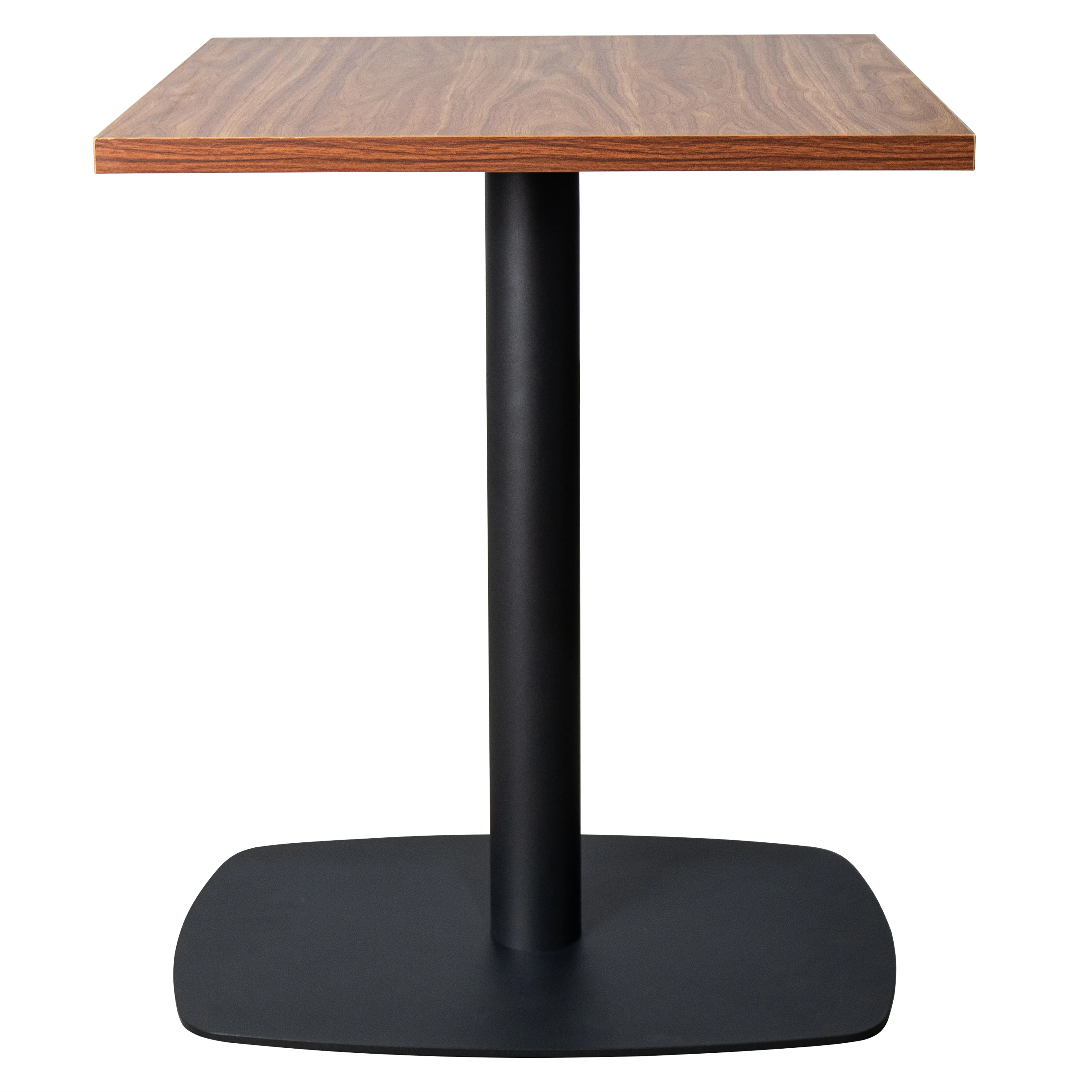 Vail Collection Dining Table Black Rectangle Base With 24" Square Cognac Brown MDF Top