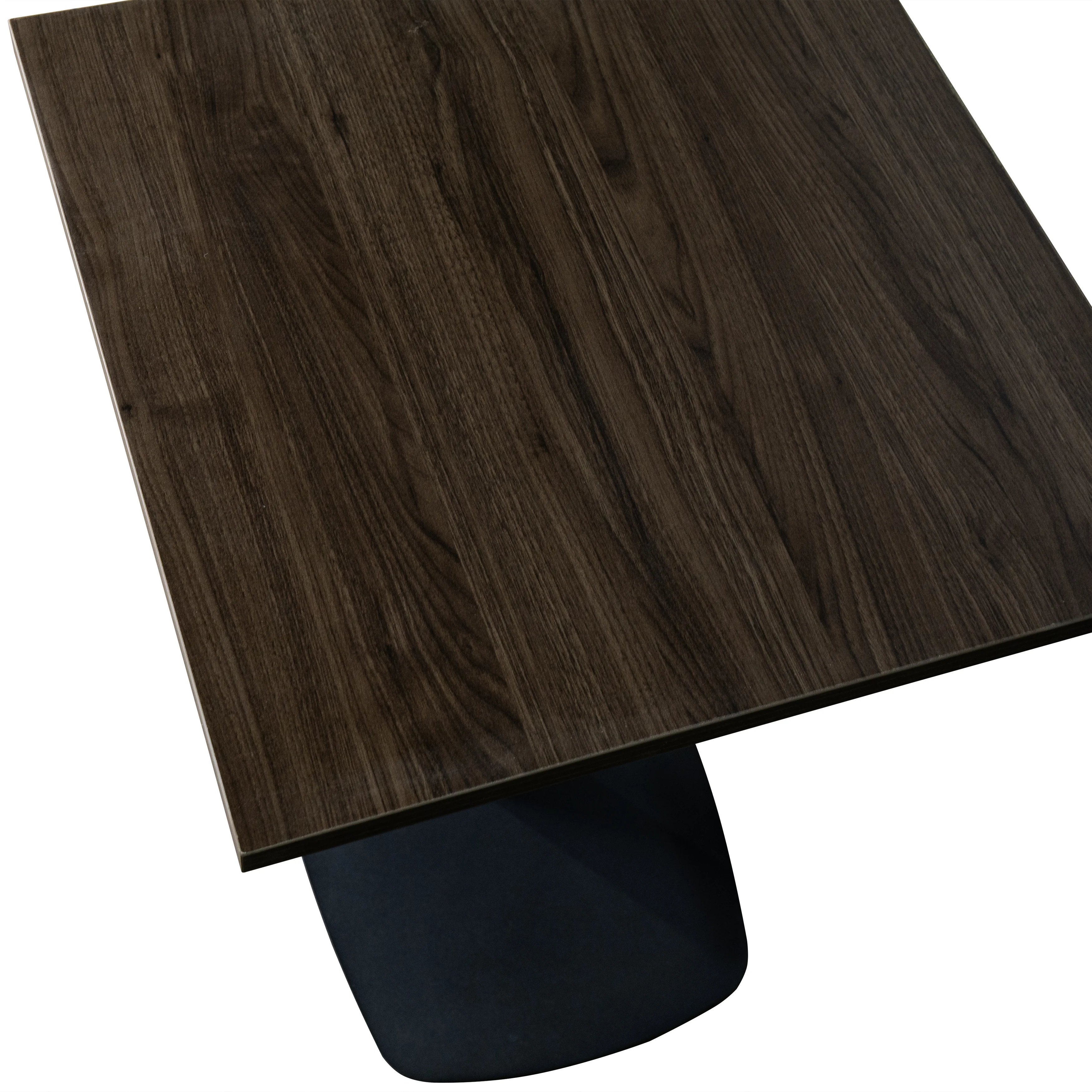 Vail Collection Dining Table Black Rectangle Base With 24" Square Dark Brown MDF Top