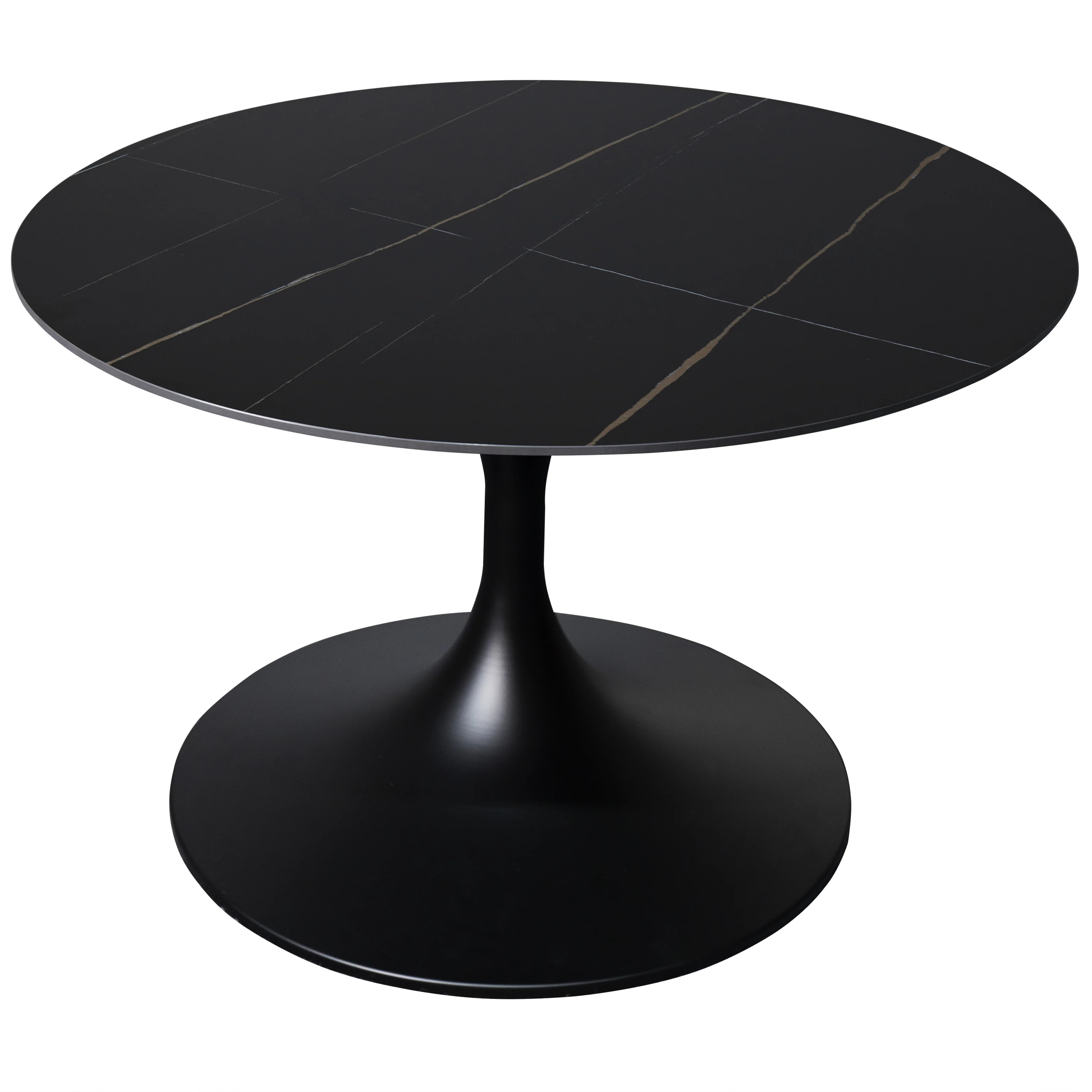 Verve Coffee Table Black base with 24" round sintered stone top