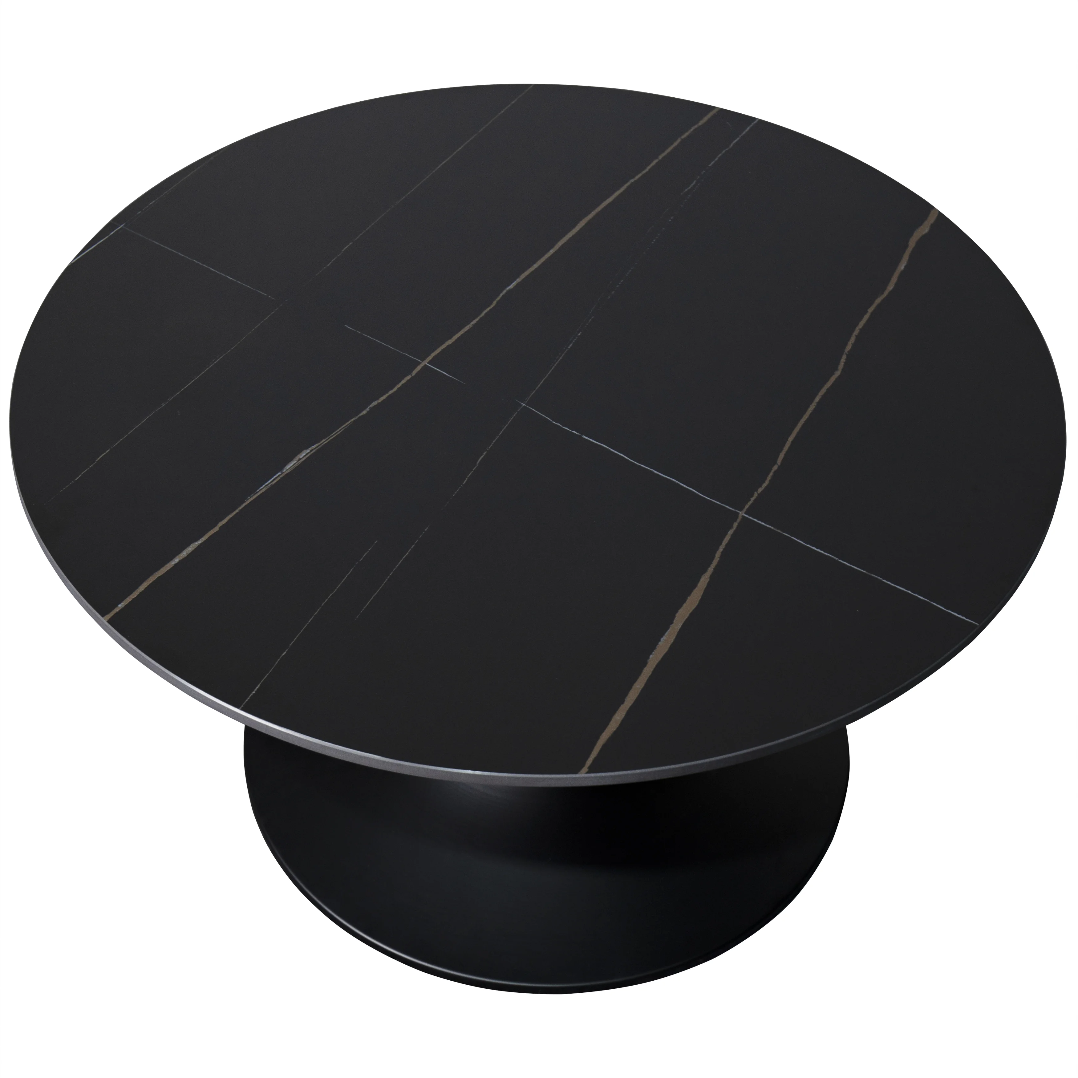 Verve Coffee Table Black base with 24" round sintered stone top